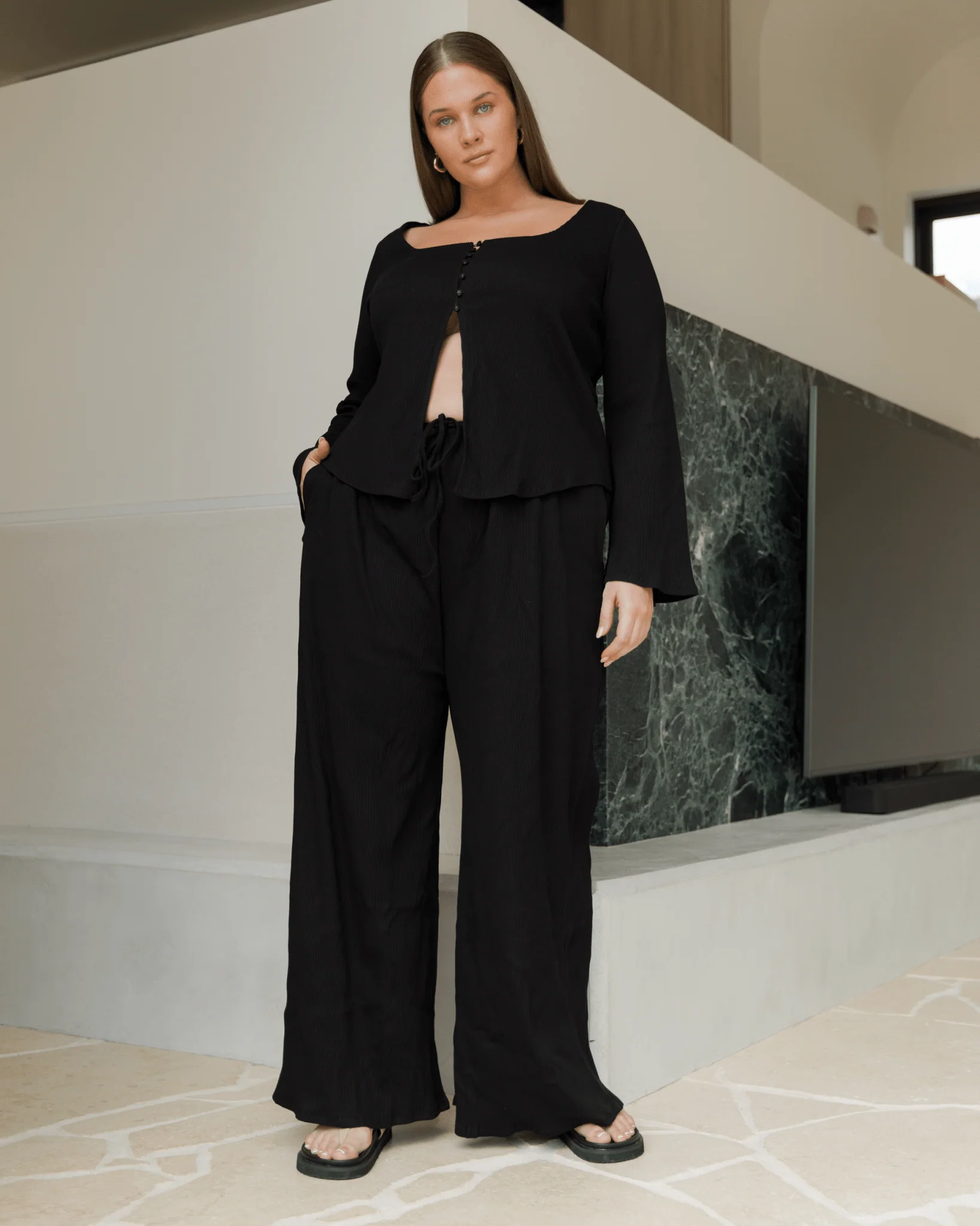FINAL SALE | Marisa Ribbed Pants | Black - Image 3