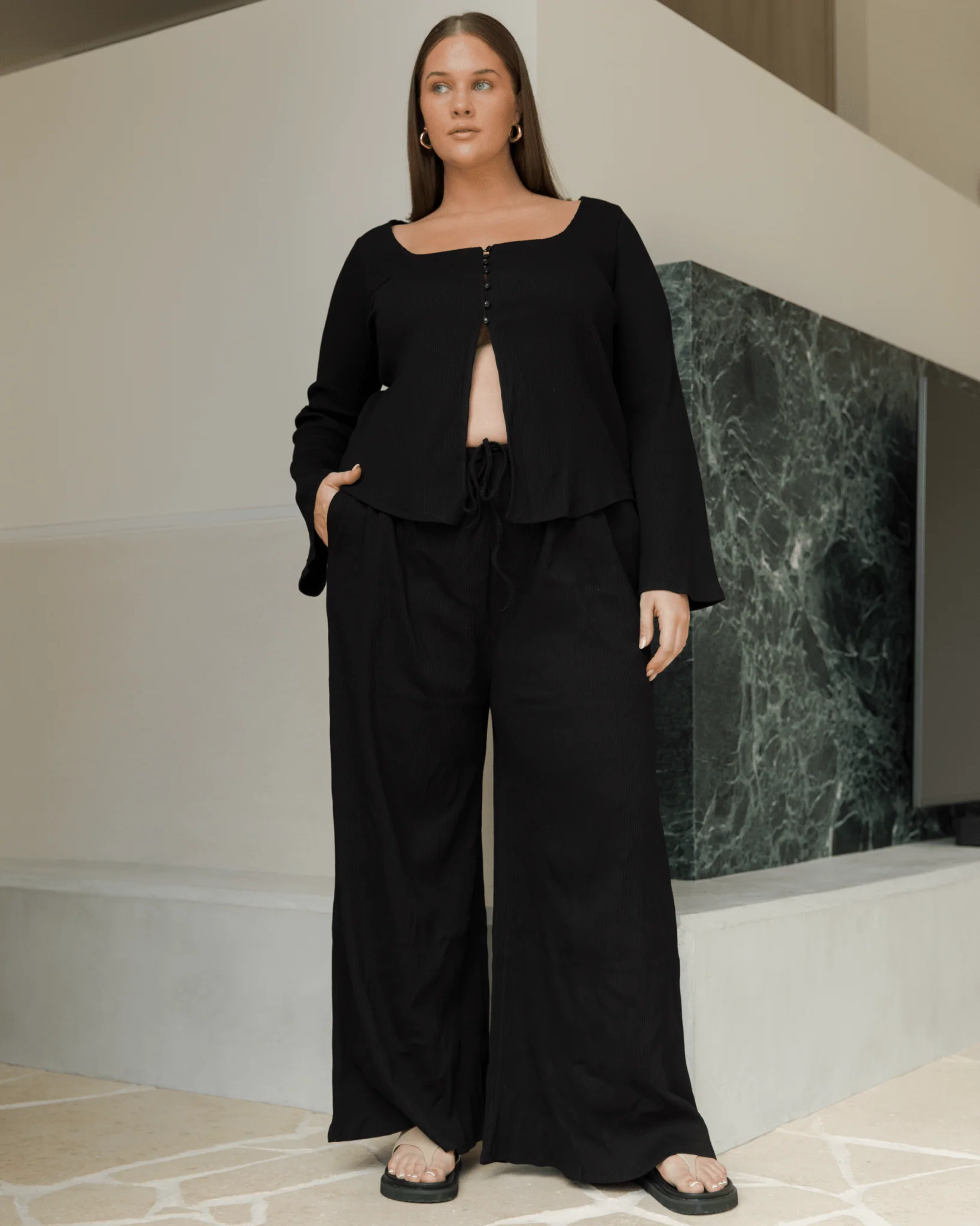 FINAL SALE | Marisa Ribbed Pants | Black - Image 7