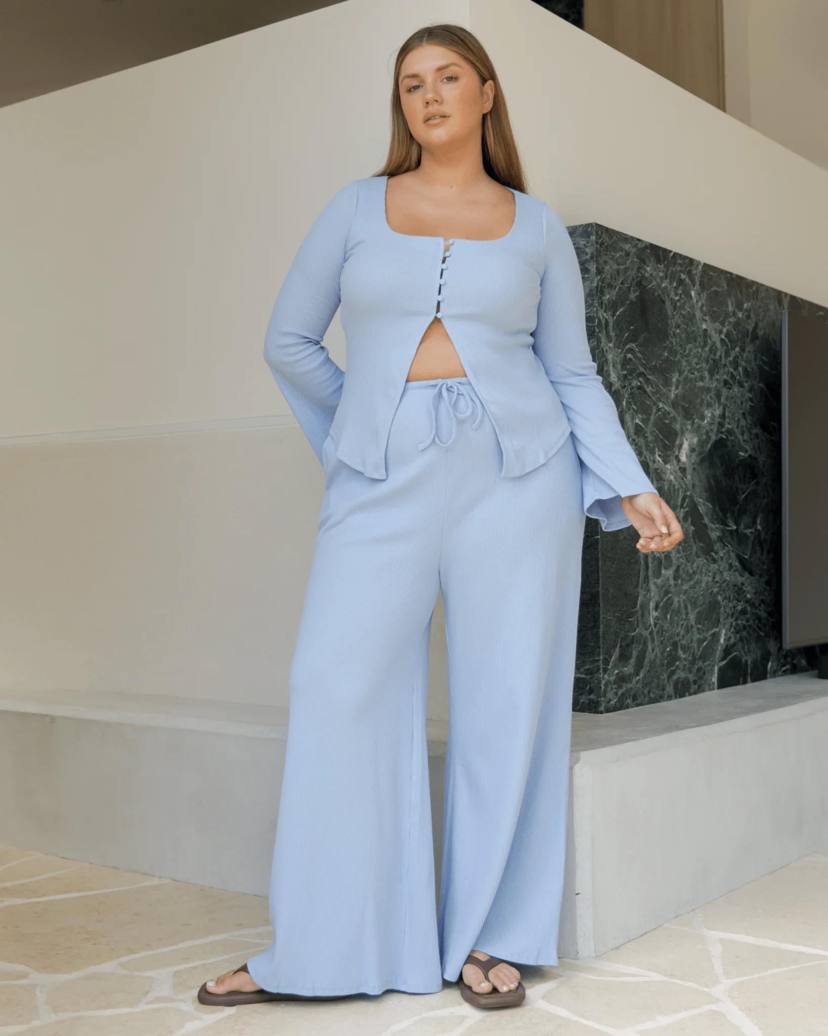 FINAL SALE | Marisa Ribbed Top | Blue - Image 3