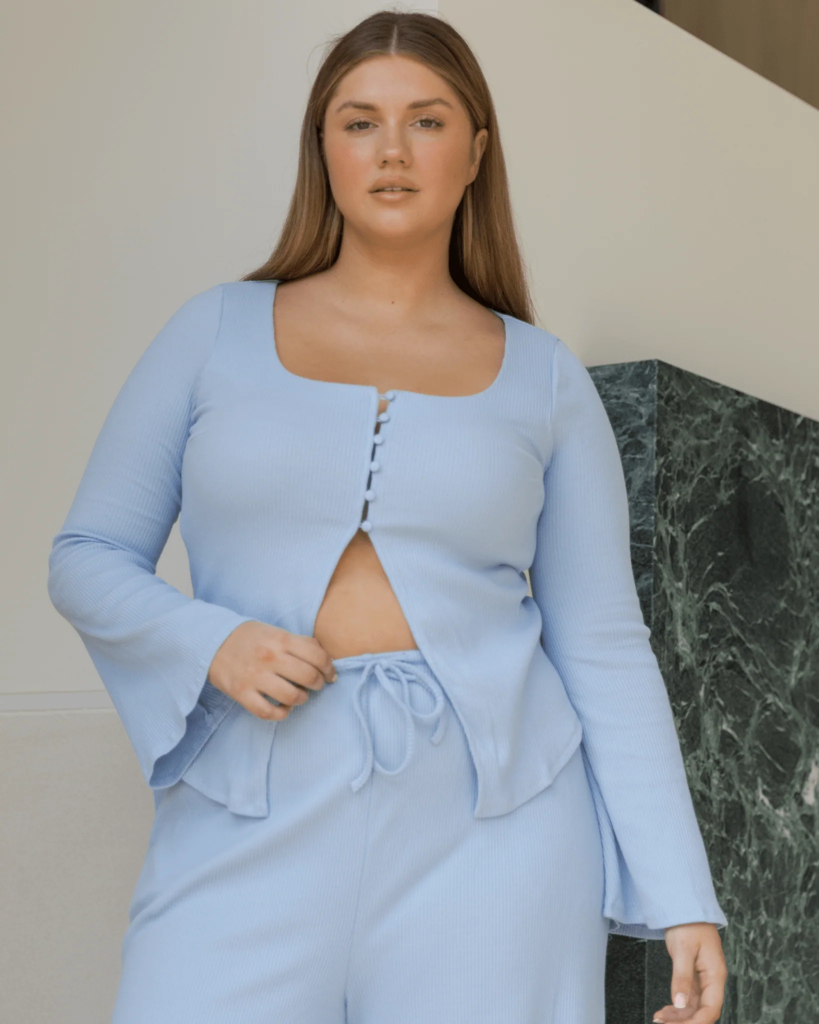 FINAL SALE | Marisa Ribbed Top | Blue - Image 5