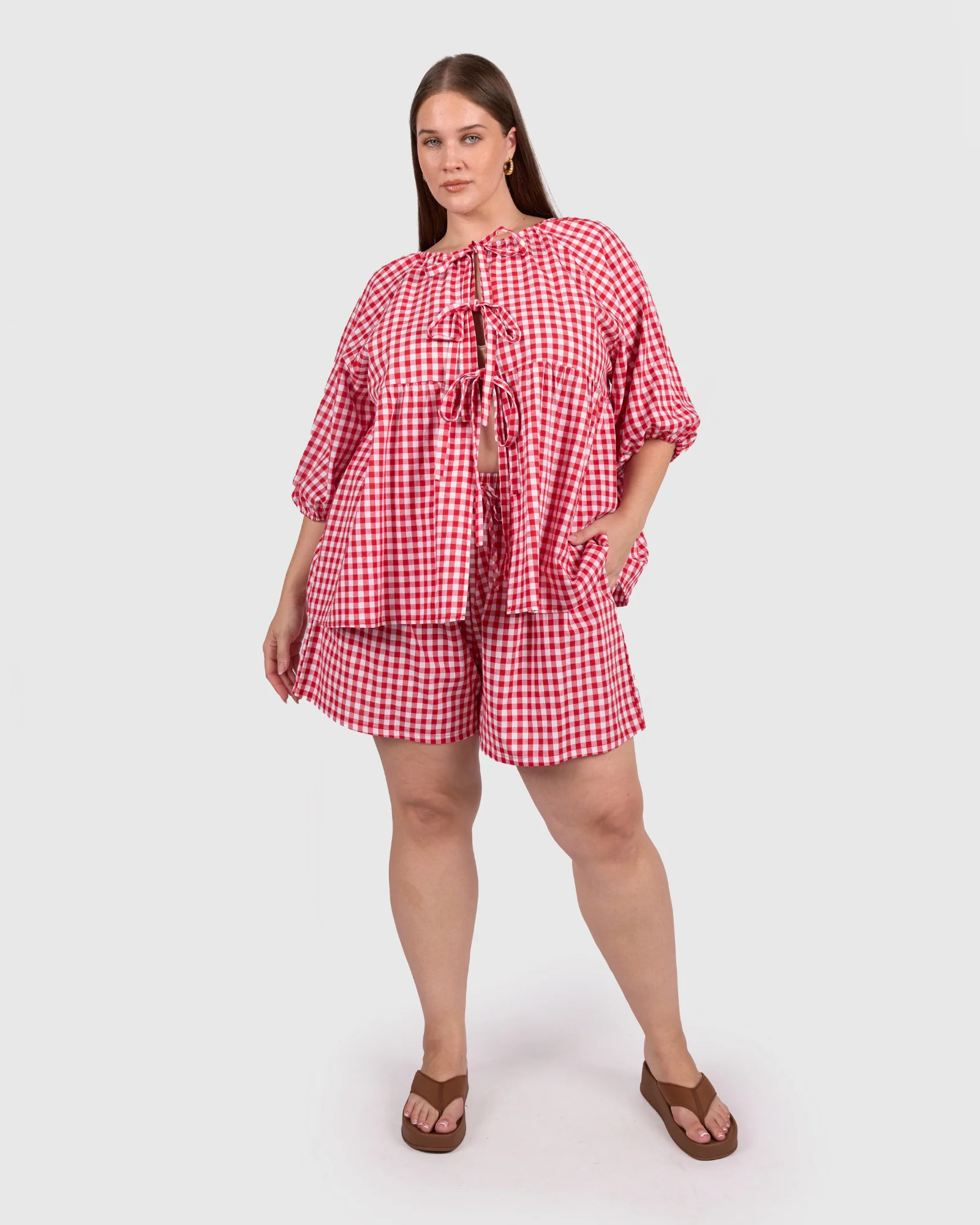 FINAL SALE | Matilda Shorts | Red Gingham - Image 3