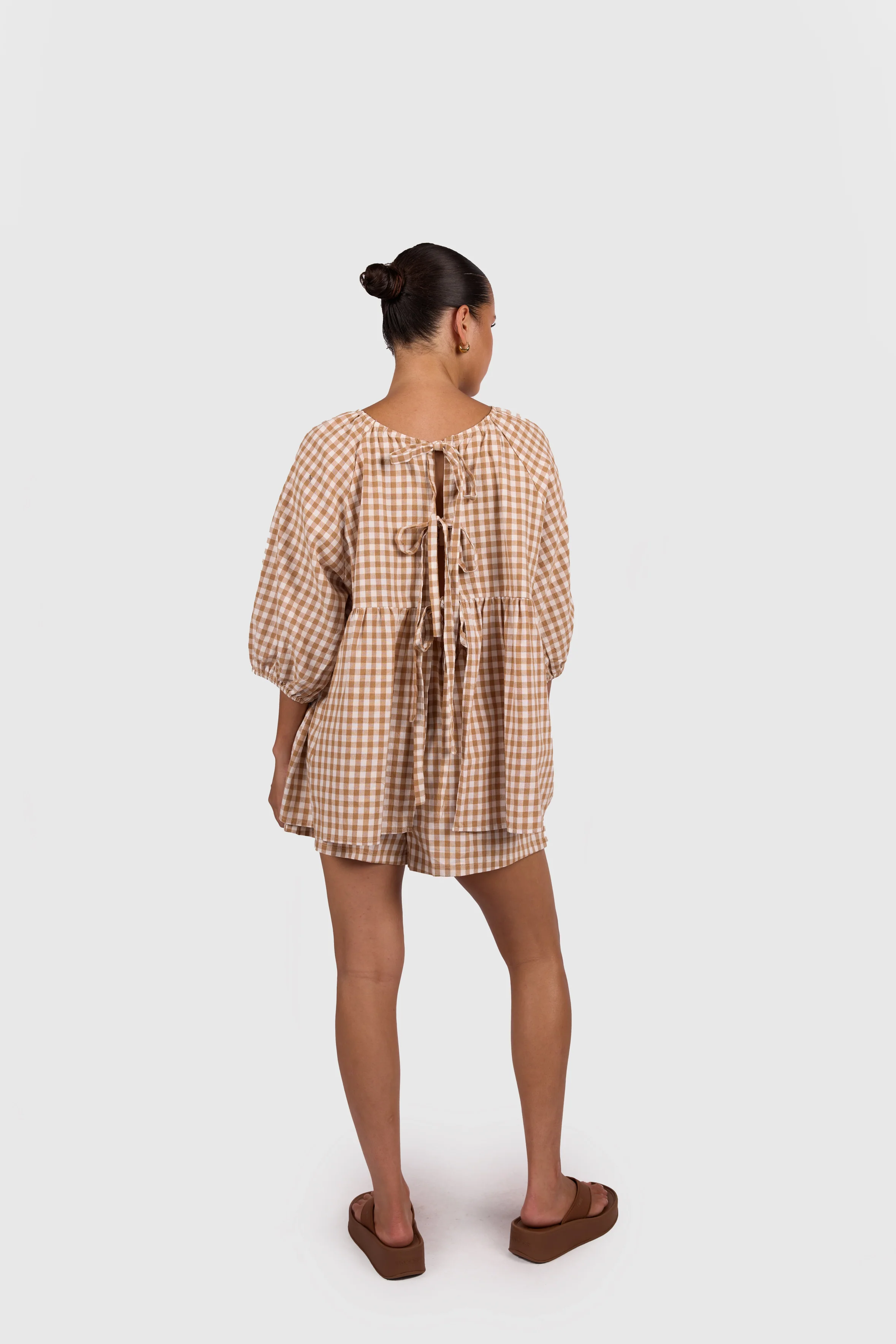 FINAL SALE | Florence Top | Caramel Gingham - Image 6