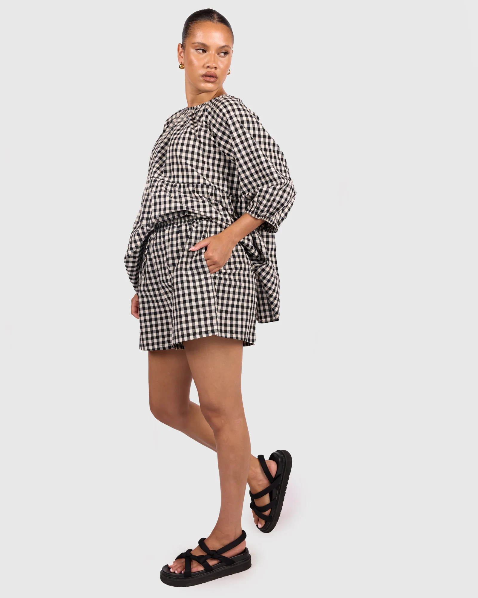 FINAL SALE | Matilda Shorts | Black Gingham - Image 3