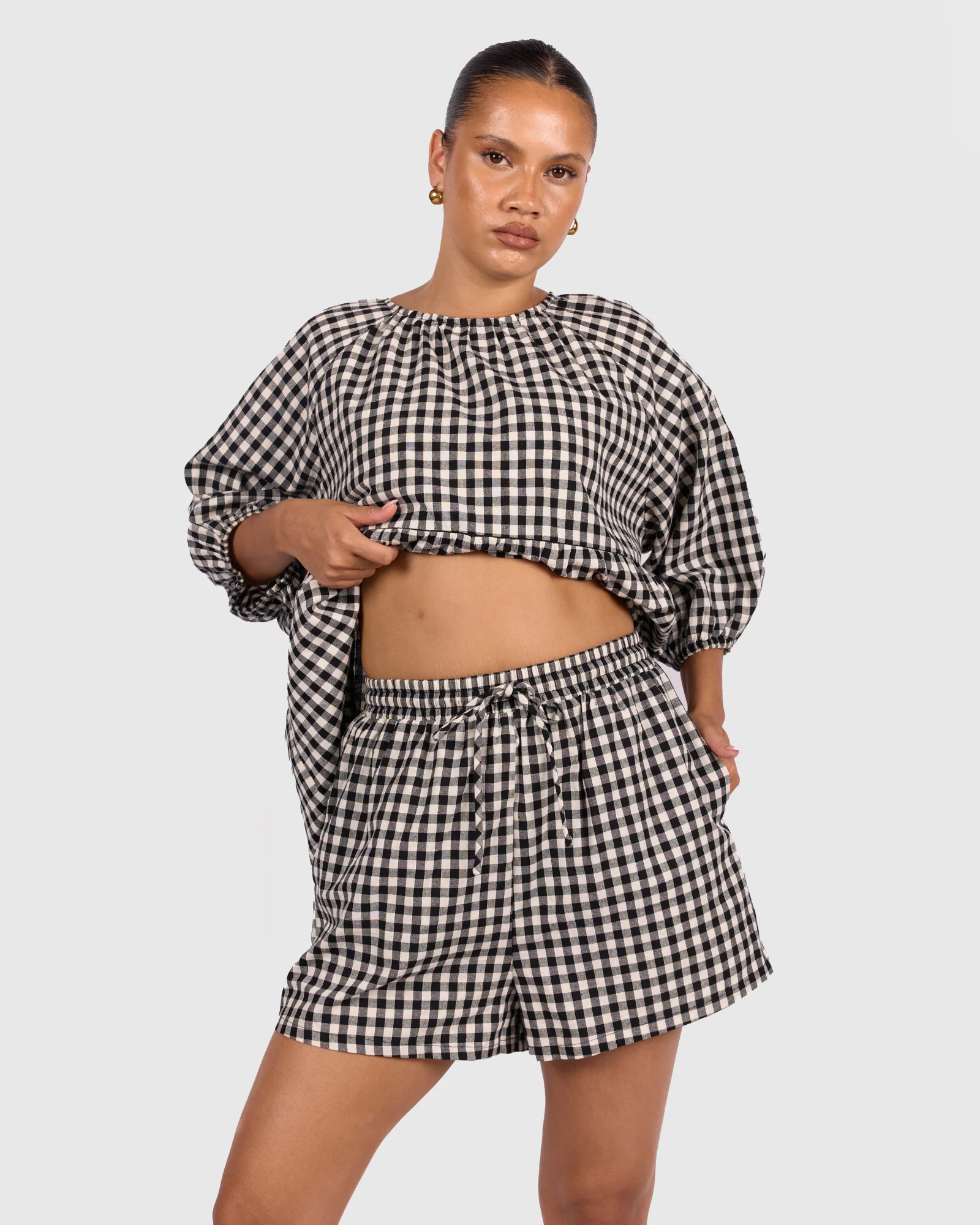 FINAL SALE | Matilda Shorts | Black Gingham - Image 4
