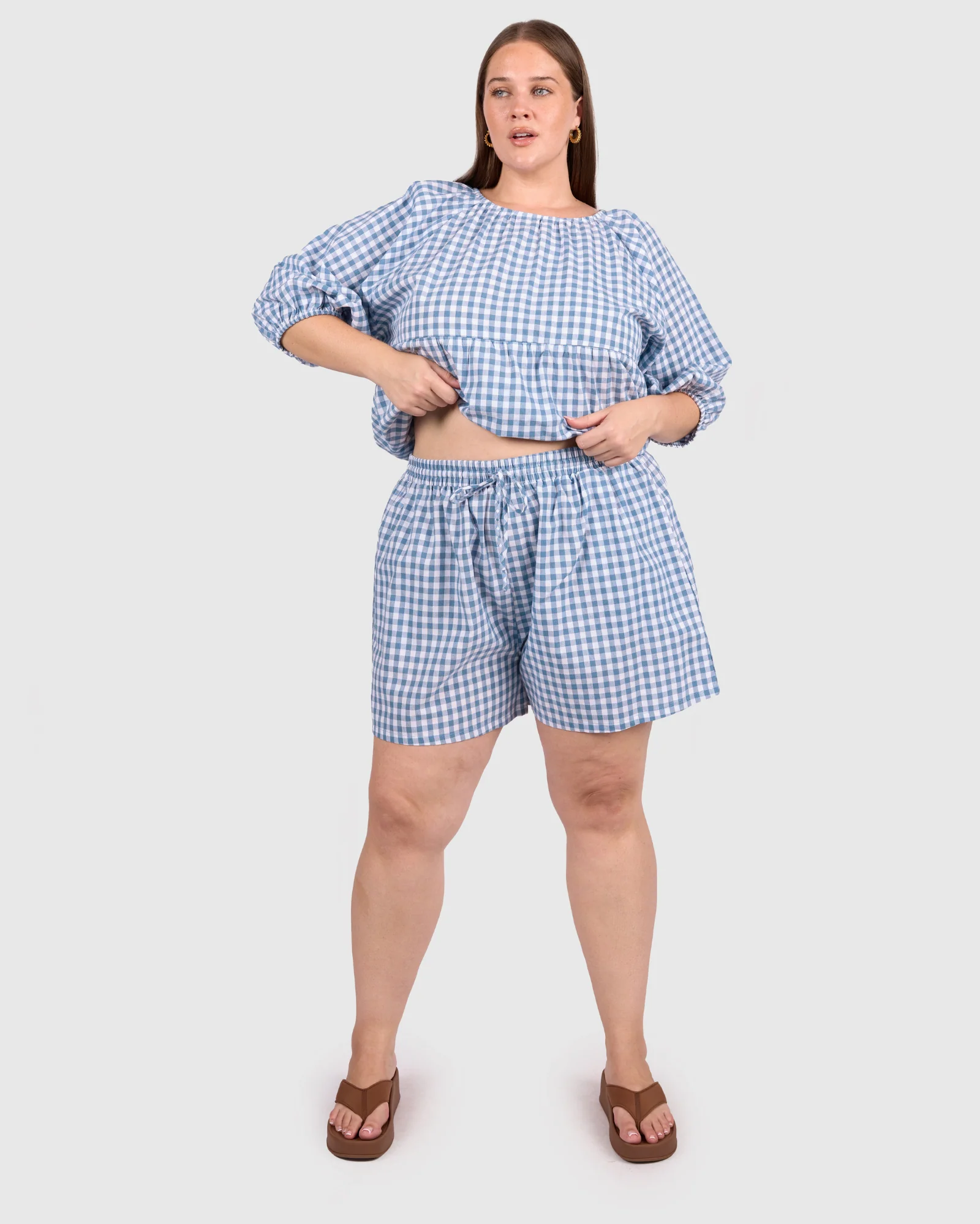 FINAL SALE | Matilda Shorts | Blue Gingham - Image 3
