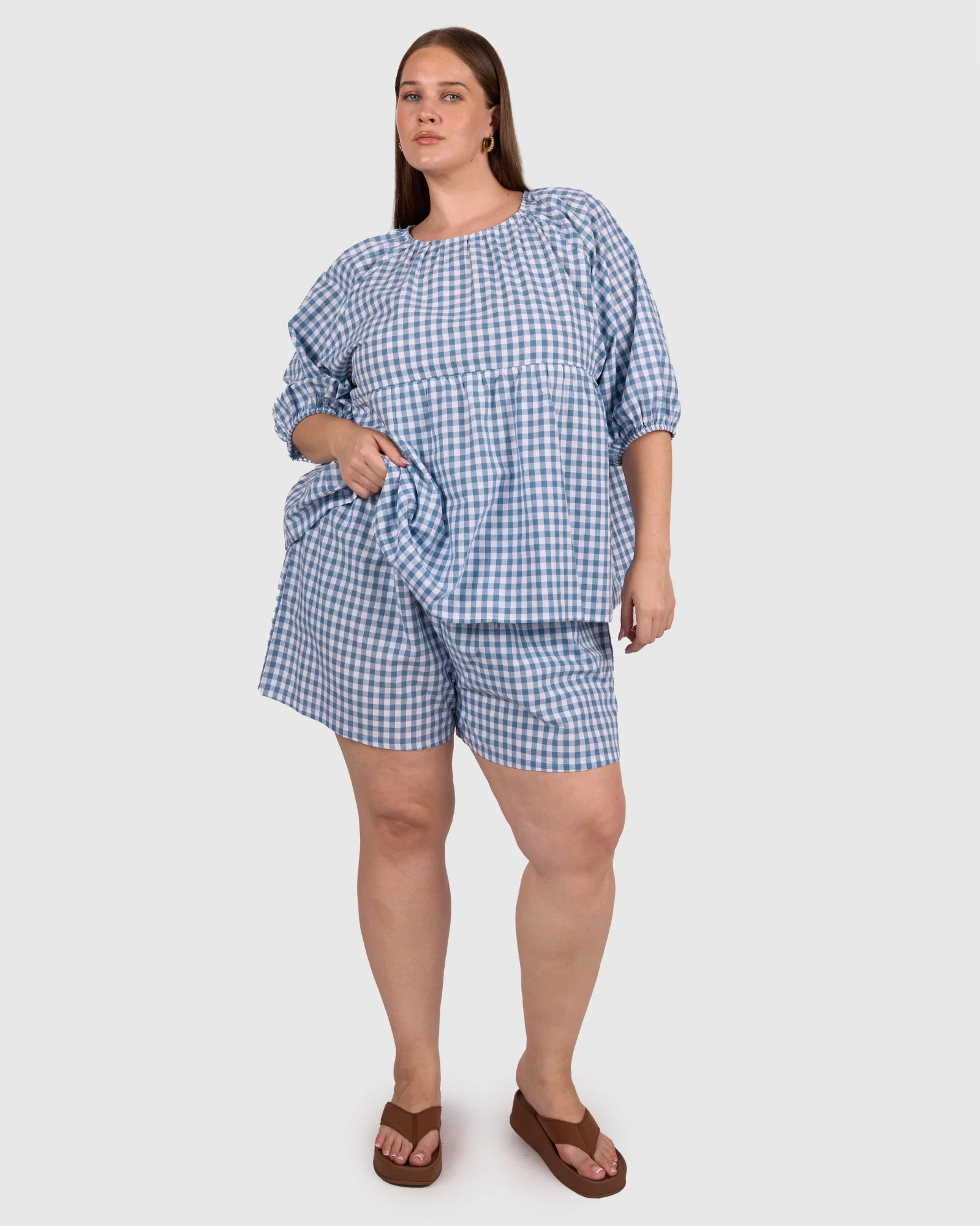 FINAL SALE | Matilda Shorts | Blue Gingham - Image 4