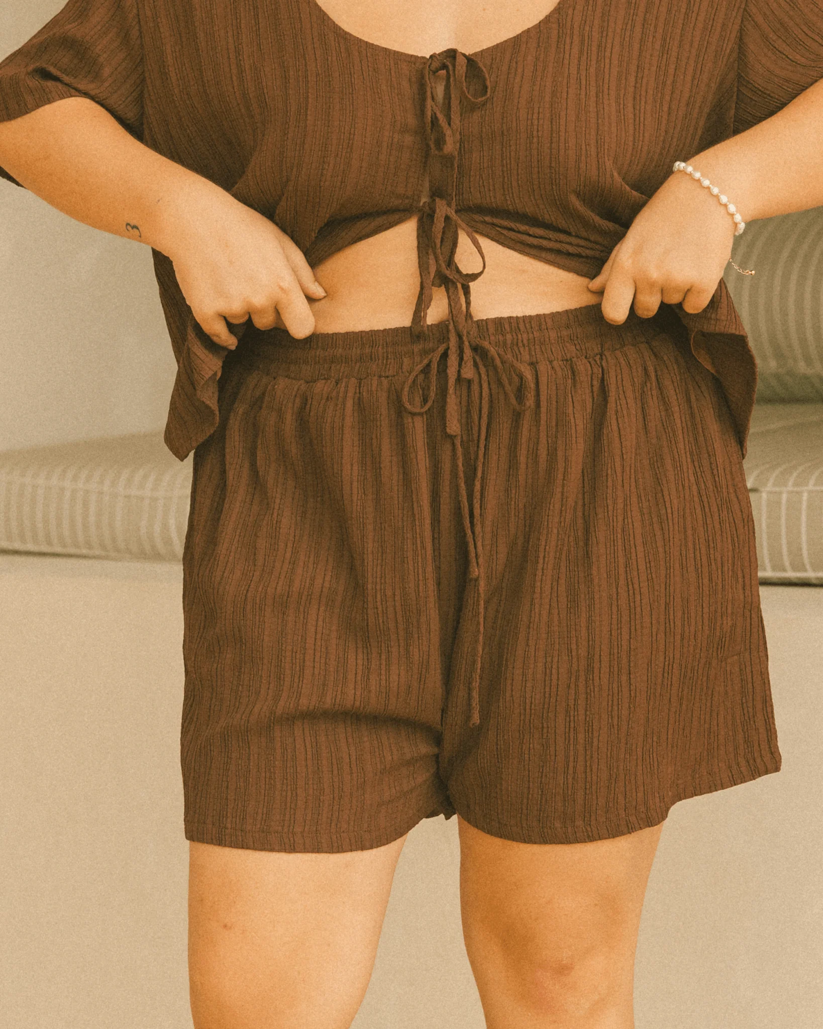 Matilda Shorts | Brown Crepe - Image 2
