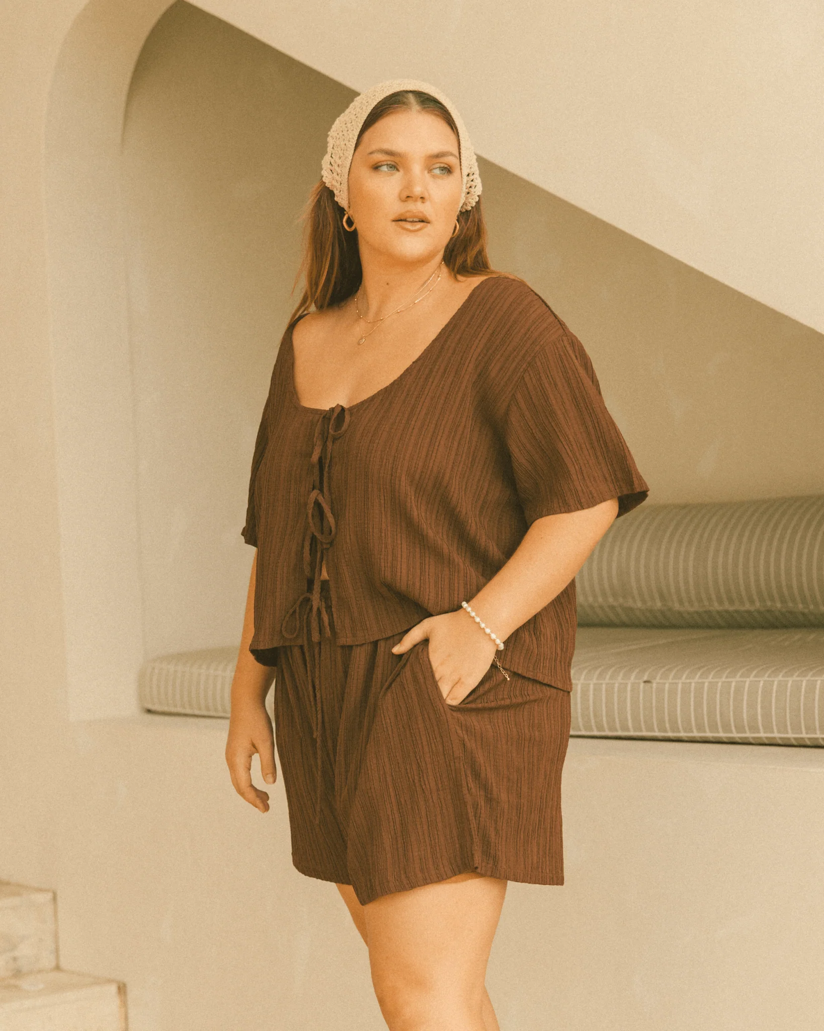 Matilda Shorts | Brown Crepe - Image 4
