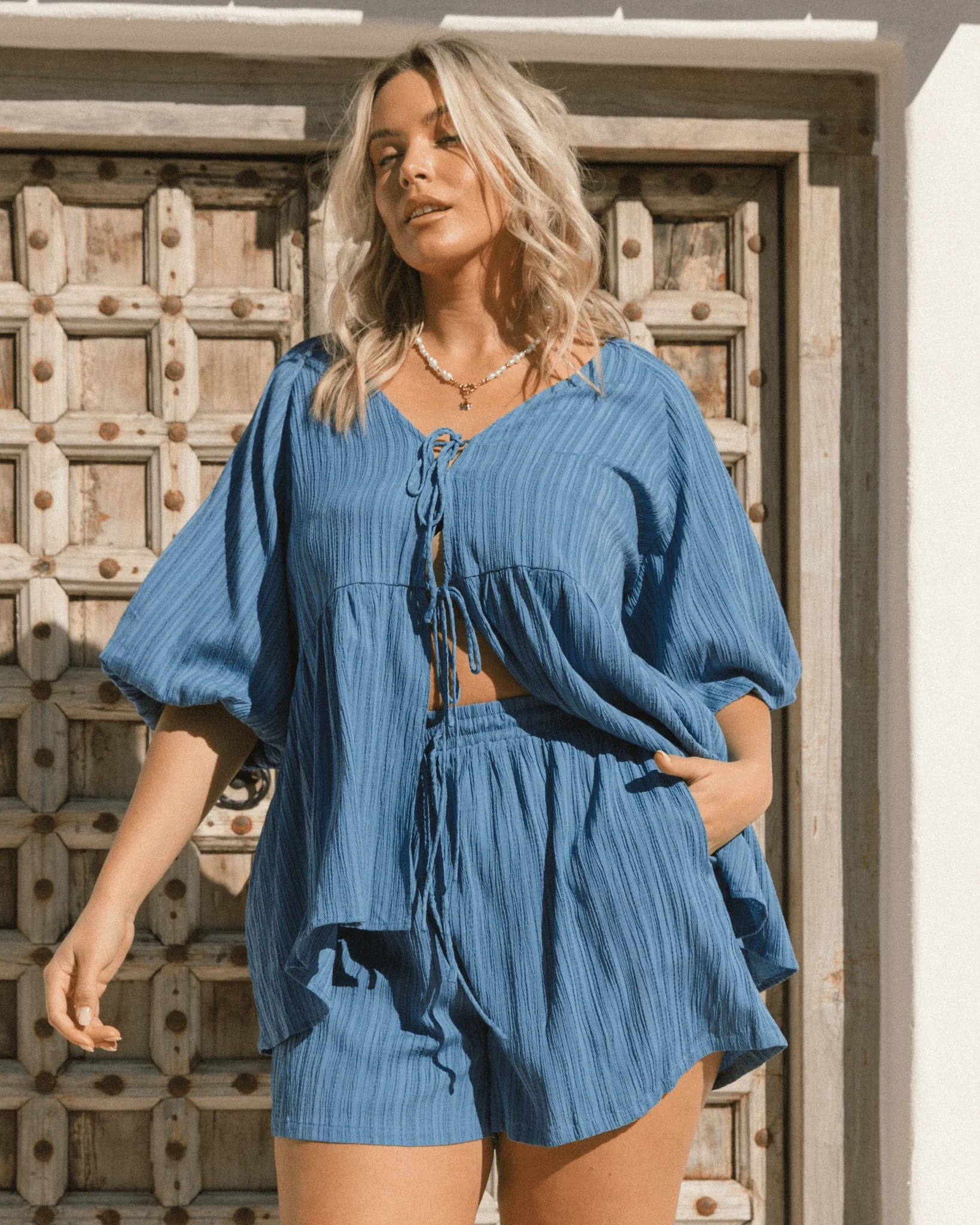 FINAL SALE | Matilda Shorts | Dark Blue Crepe - Image 7
