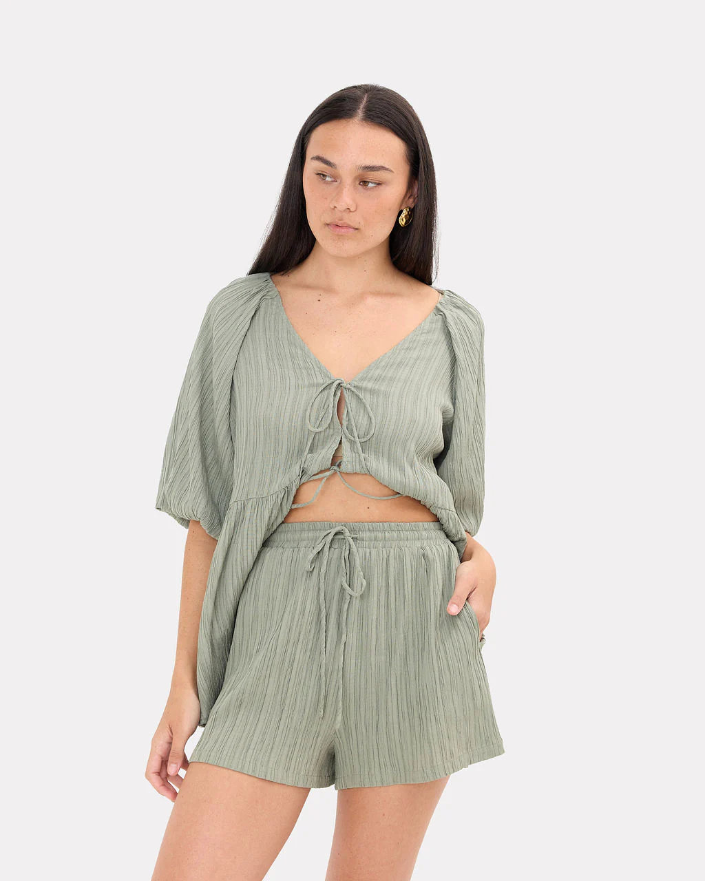 Matilda Shorts | Green Crepe - Image 2