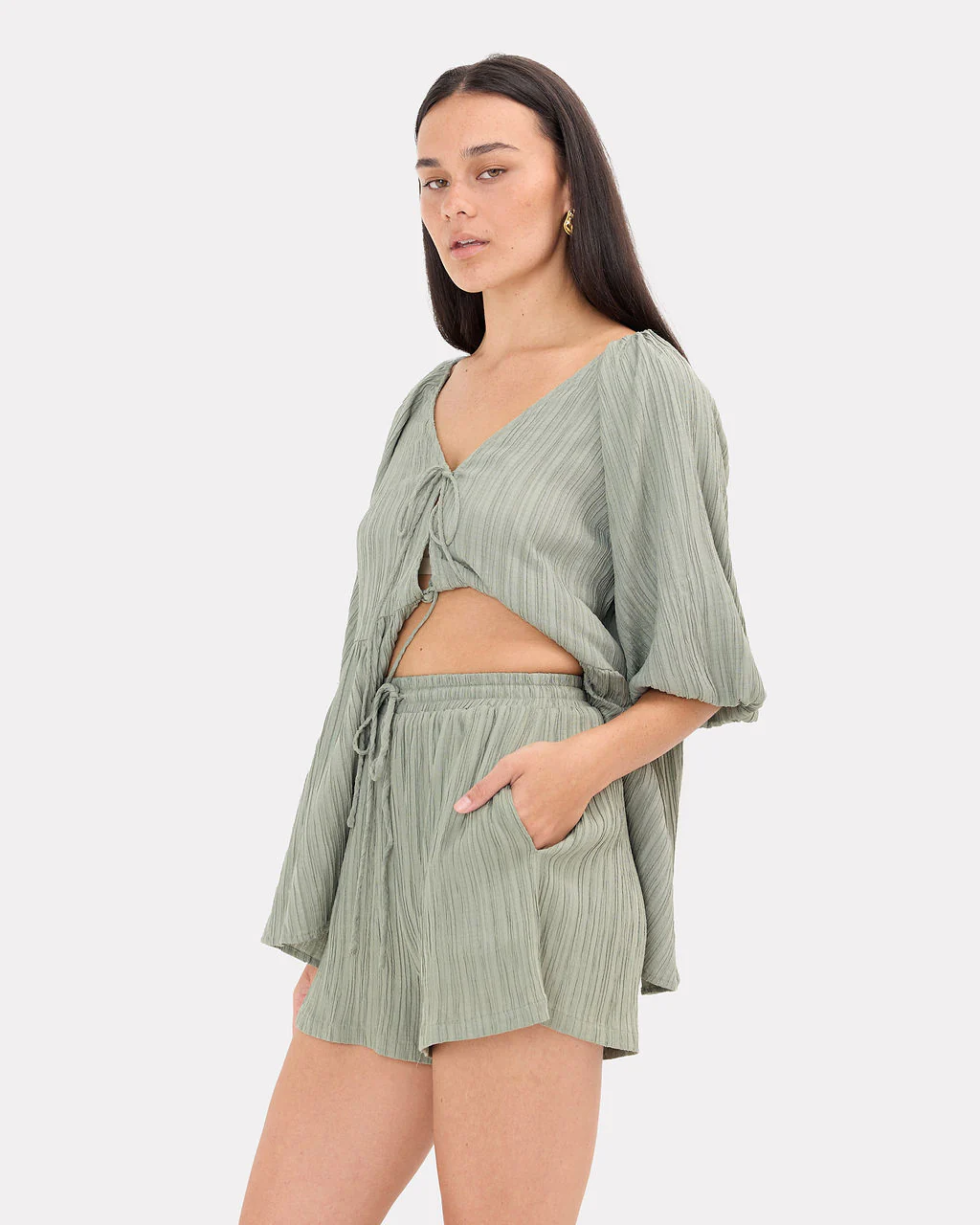 Matilda Shorts | Green Crepe - Image 3