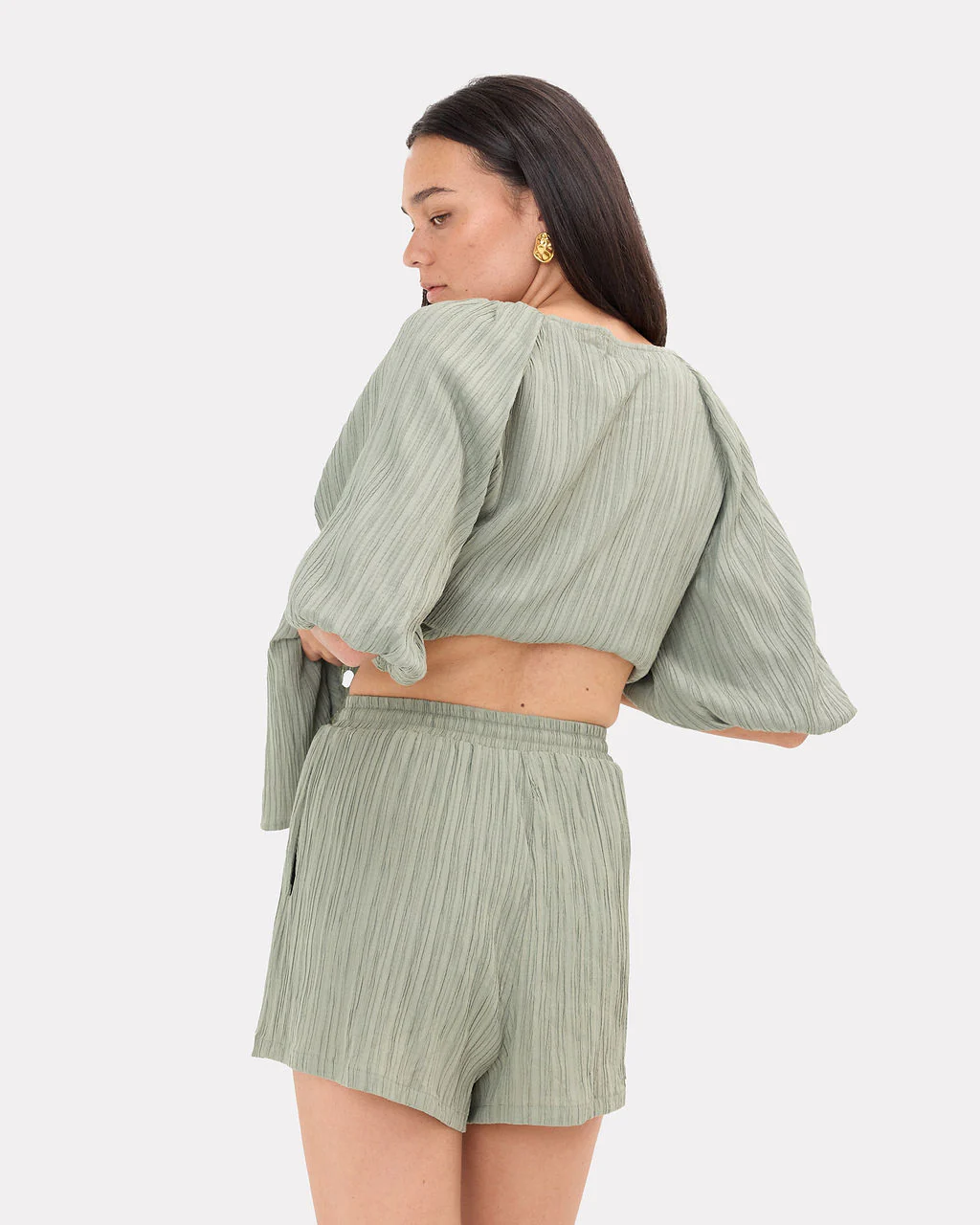 Matilda Shorts | Green Crepe - Image 4