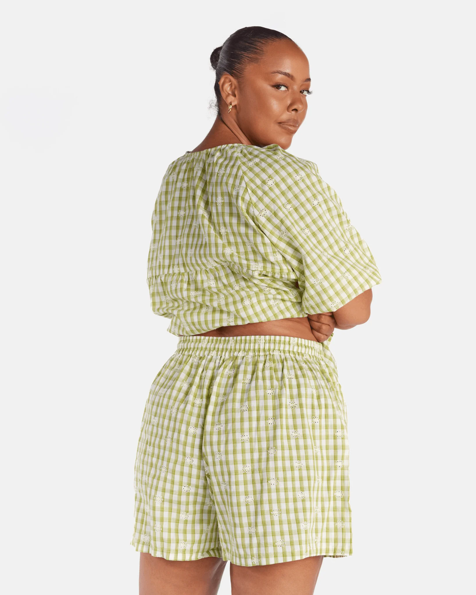 FINAL SALE | Matilda Shorts | Pear Gingham Embroidery - Image 10