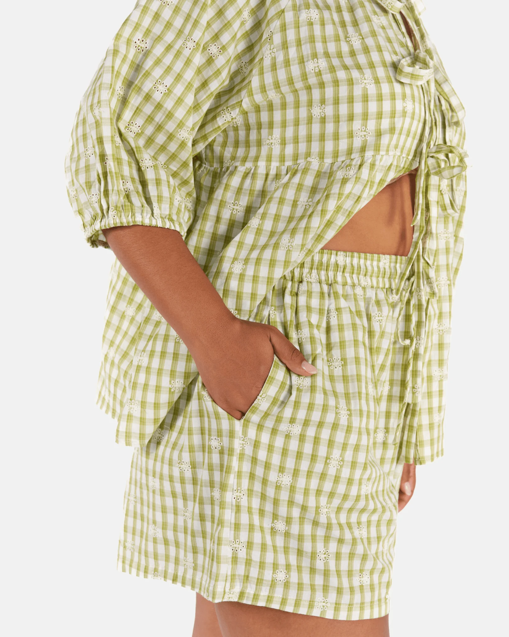 FINAL SALE | Matilda Shorts | Pear Gingham Embroidery - Image 5