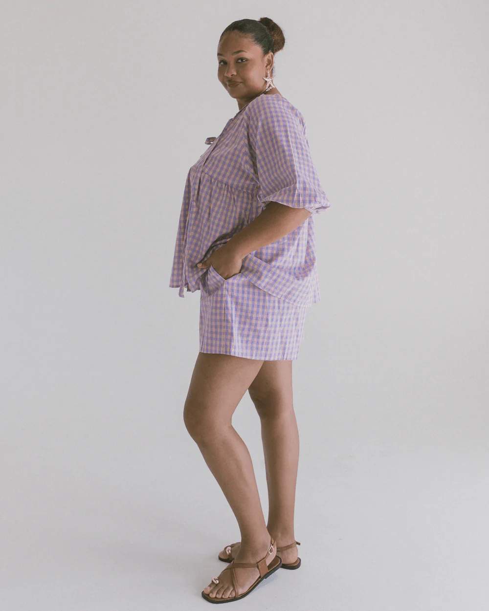 FINAL SALE | Matilda Shorts | Pink/Purple Gingham - Image 3