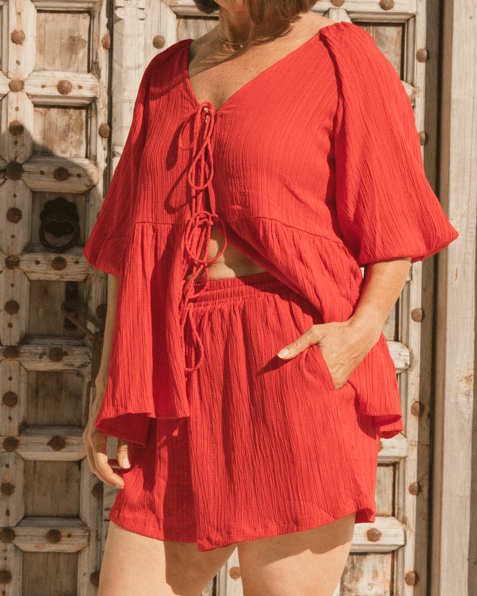 FINAL SALE | Matilda Shorts | Red Crepe - Image 5
