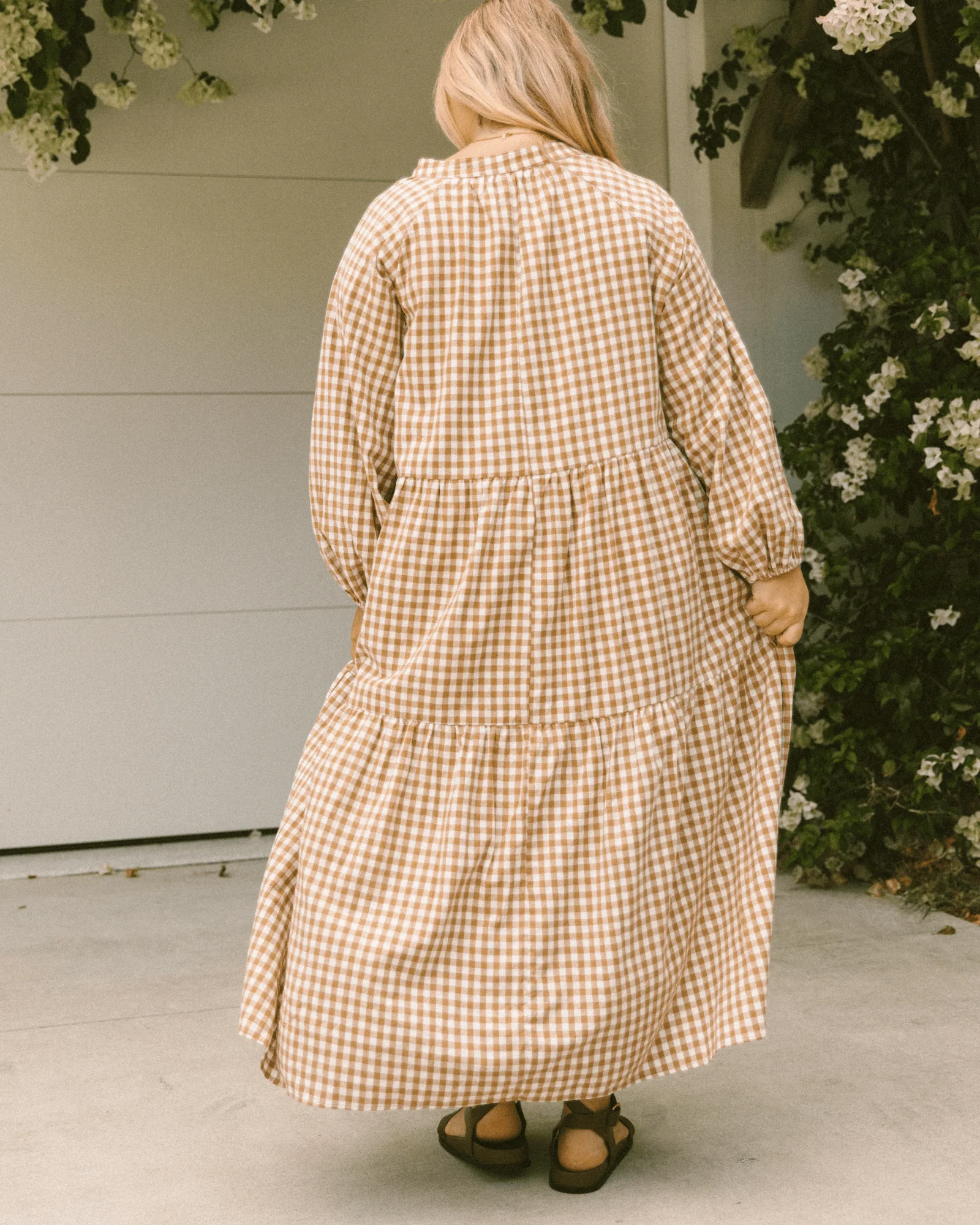 FINAL SALE | Maxi Avalon Smock Dress | Caramel Gingham - Image 5