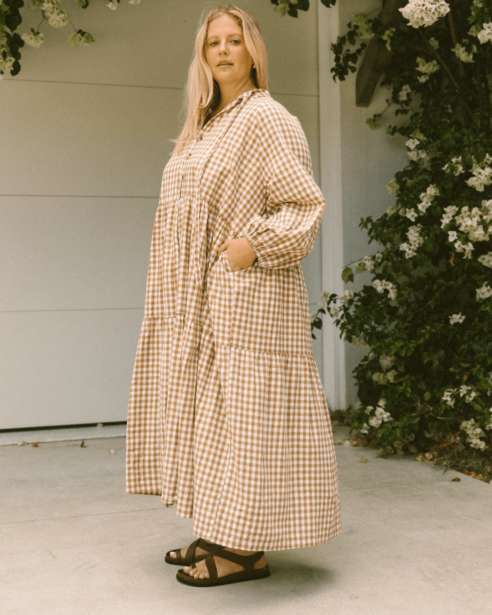 FINAL SALE | Maxi Avalon Smock Dress | Caramel Gingham - Image 6