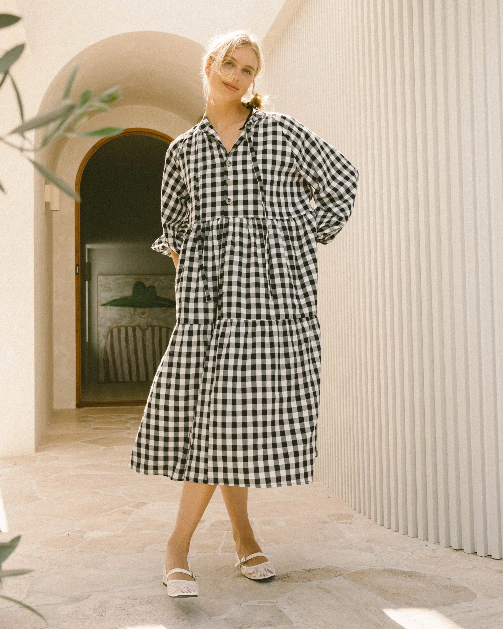 FINAL SALE | Maxi Avalon Smock Dress | Black Gingham - Image 5