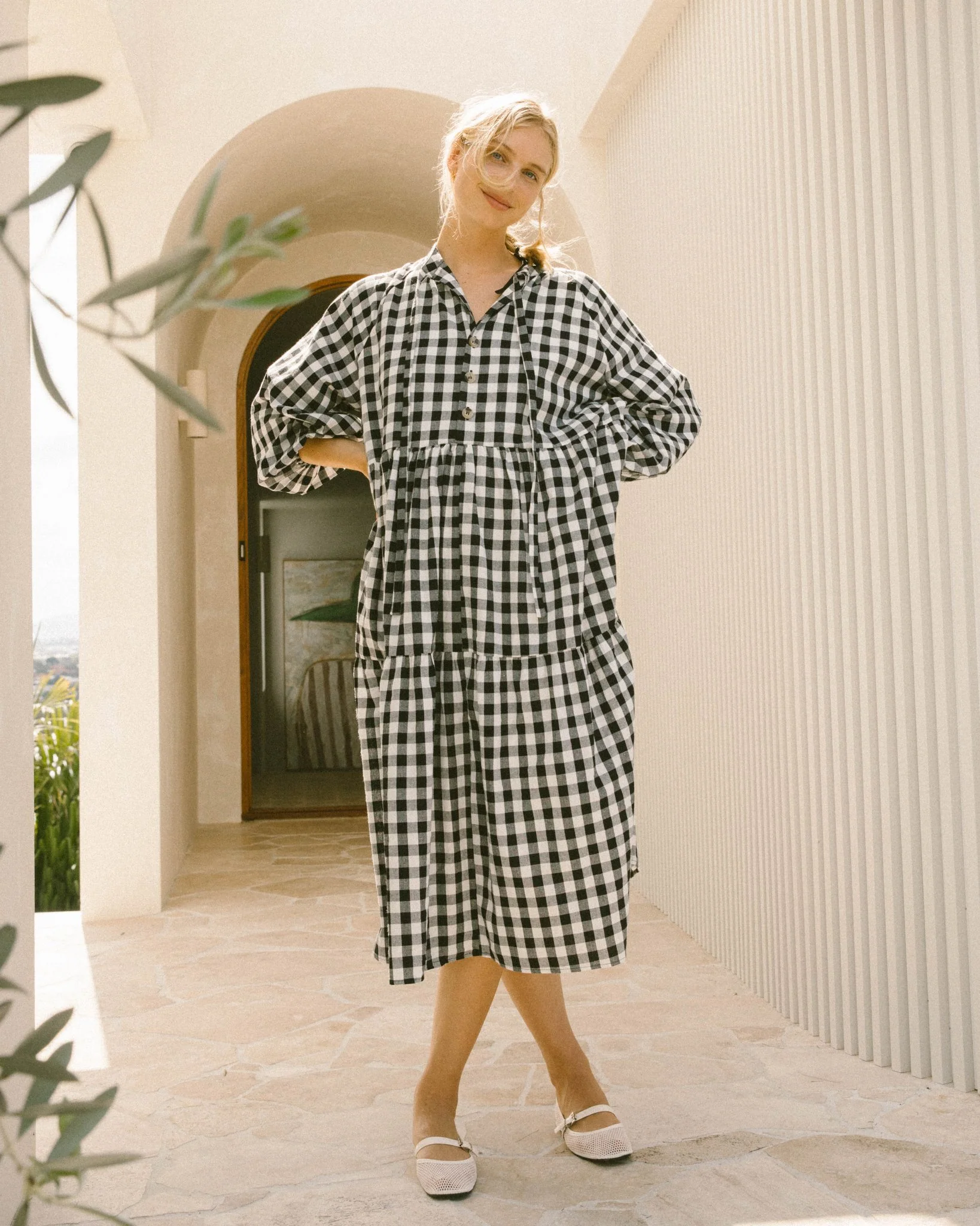FINAL SALE | Maxi Avalon Smock Dress | Black Gingham - Image 6