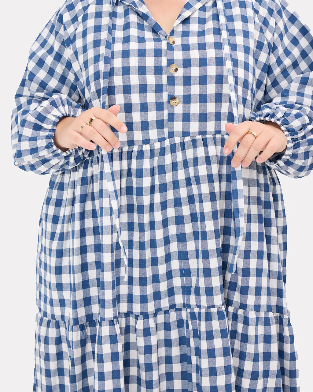FINAL SALE | Maxi Avalon Smock Dress | Blue Gingham - Image 2