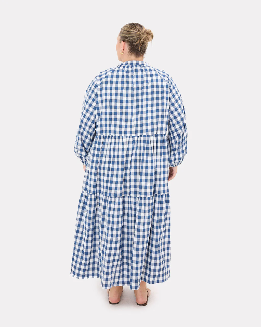 FINAL SALE | Maxi Avalon Smock Dress | Blue Gingham - Image 4