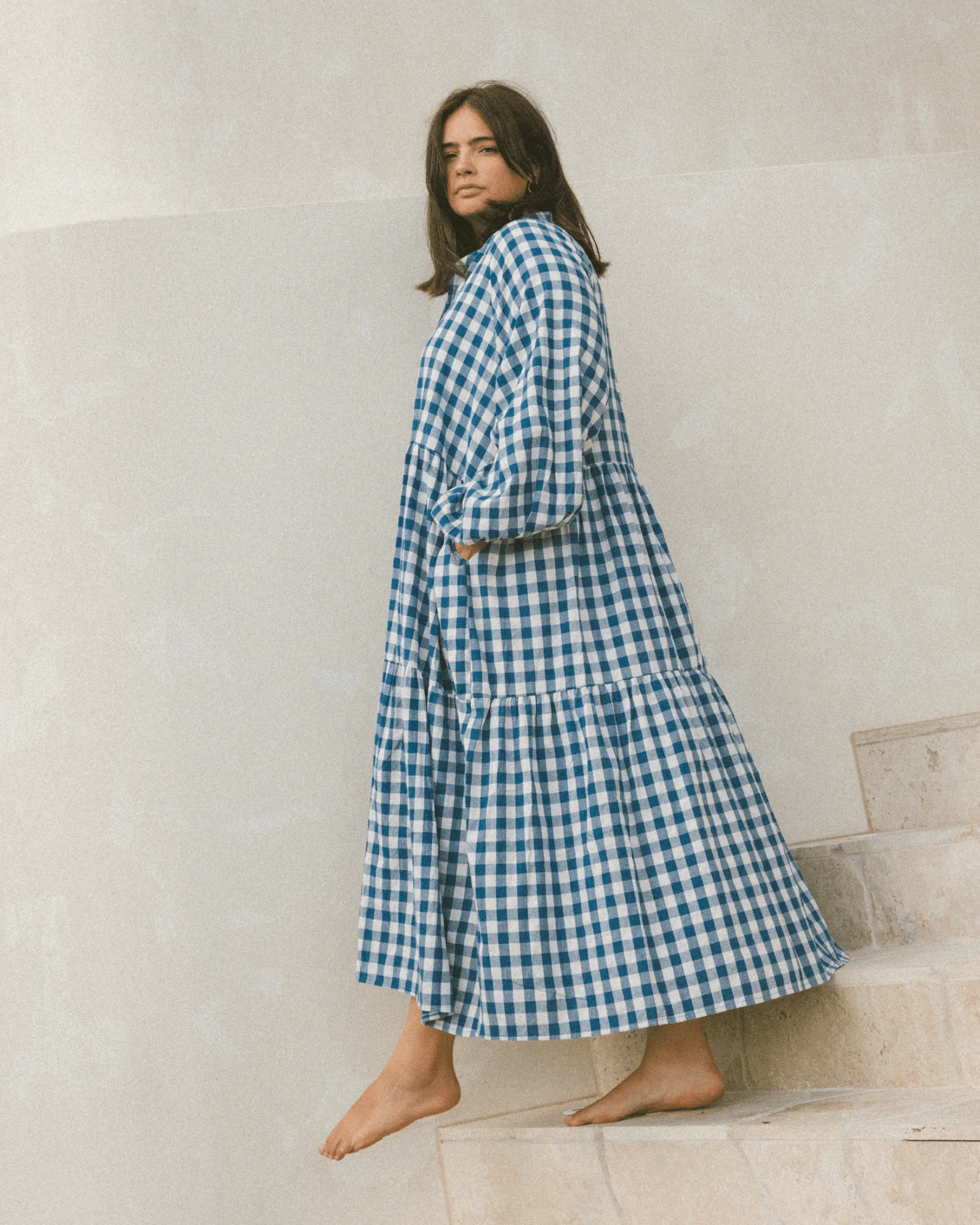 FINAL SALE | Maxi Avalon Smock Dress | Blue Gingham - Image 8