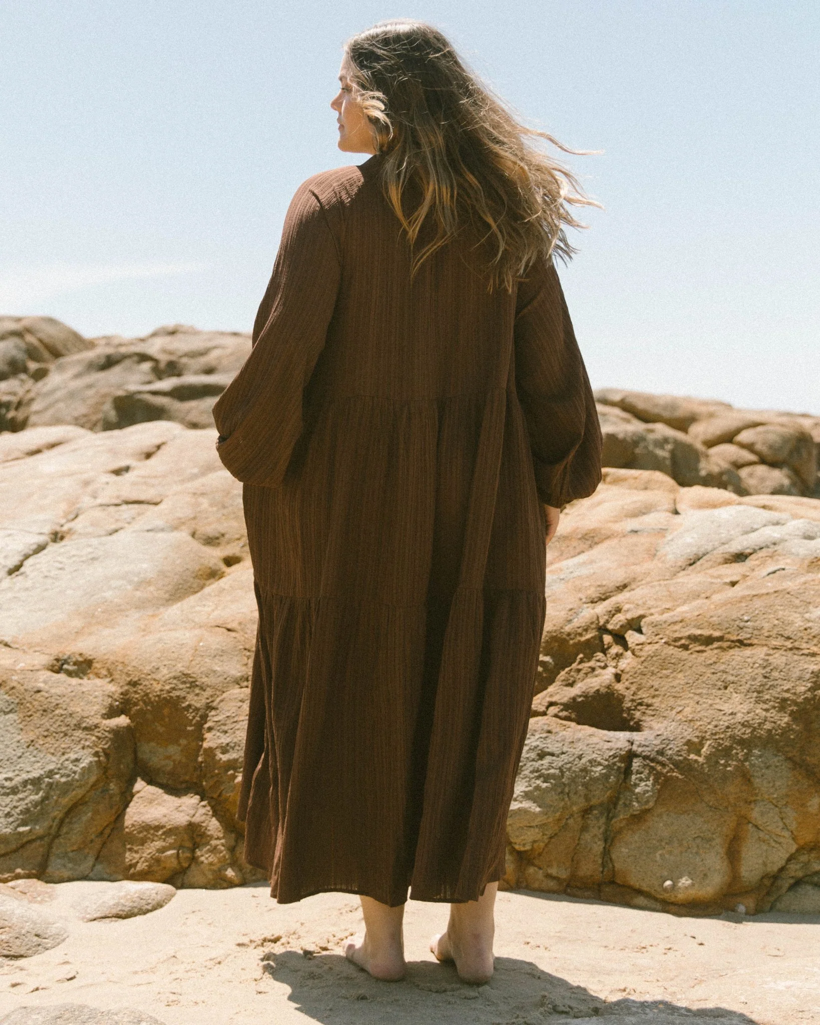 FINAL SALE | Maxi Ruby Smock Dress | Brown Crepe - Image 12