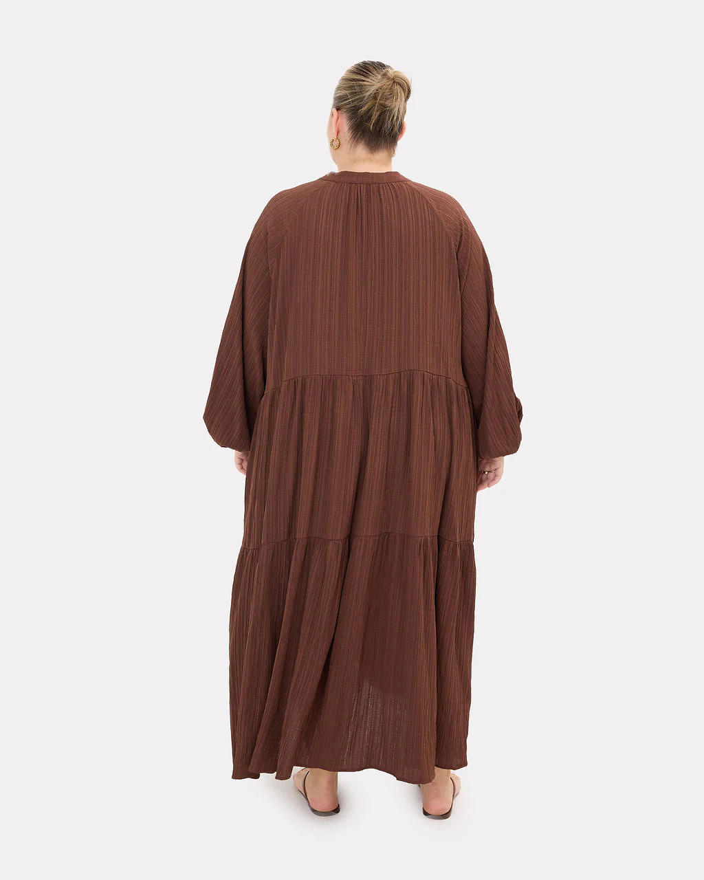 FINAL SALE | Maxi Ruby Smock Dress | Brown Crepe - Image 2