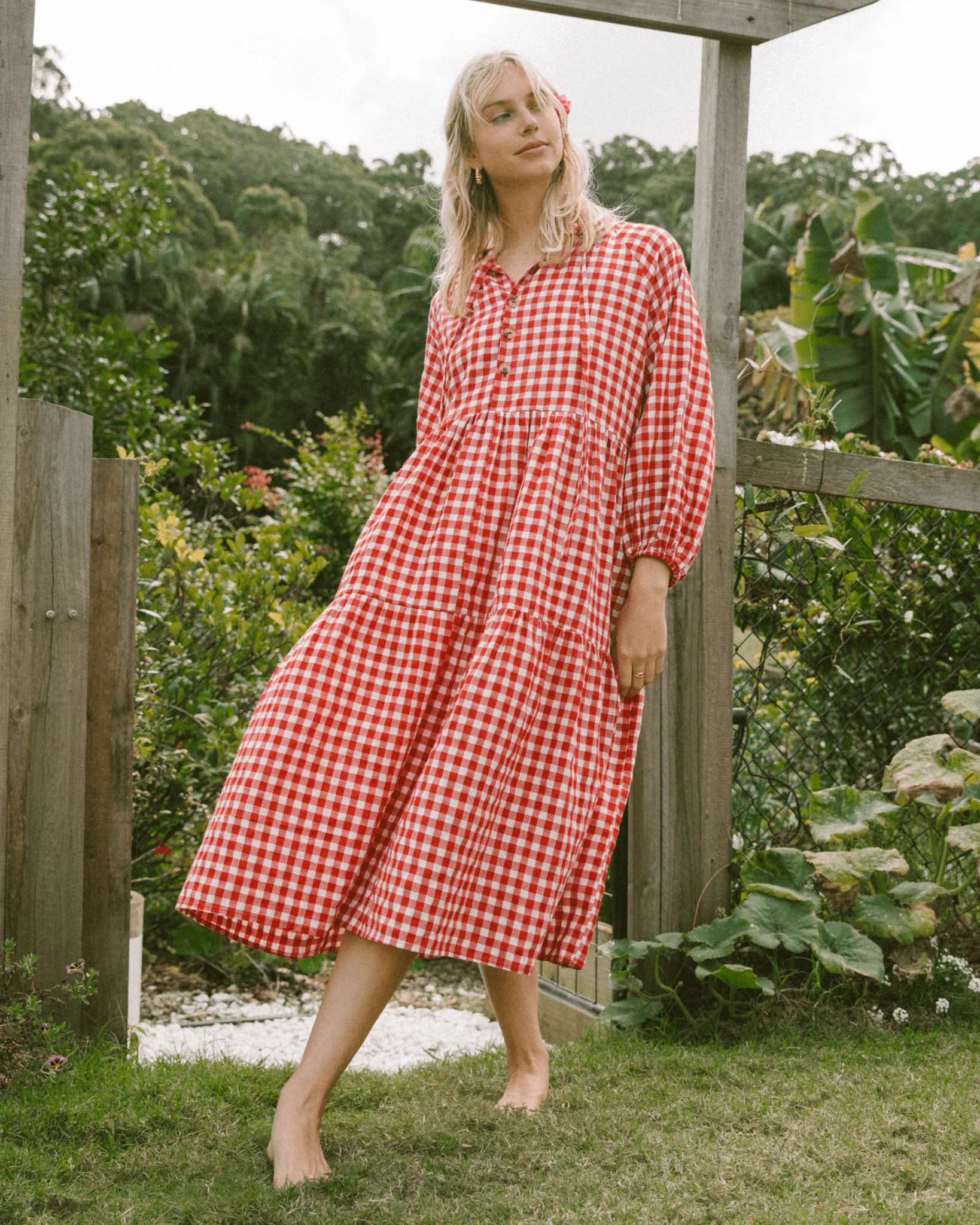 FINAL SALE | Maxi Avalon Smock Dress | Red Gingham - Image 10
