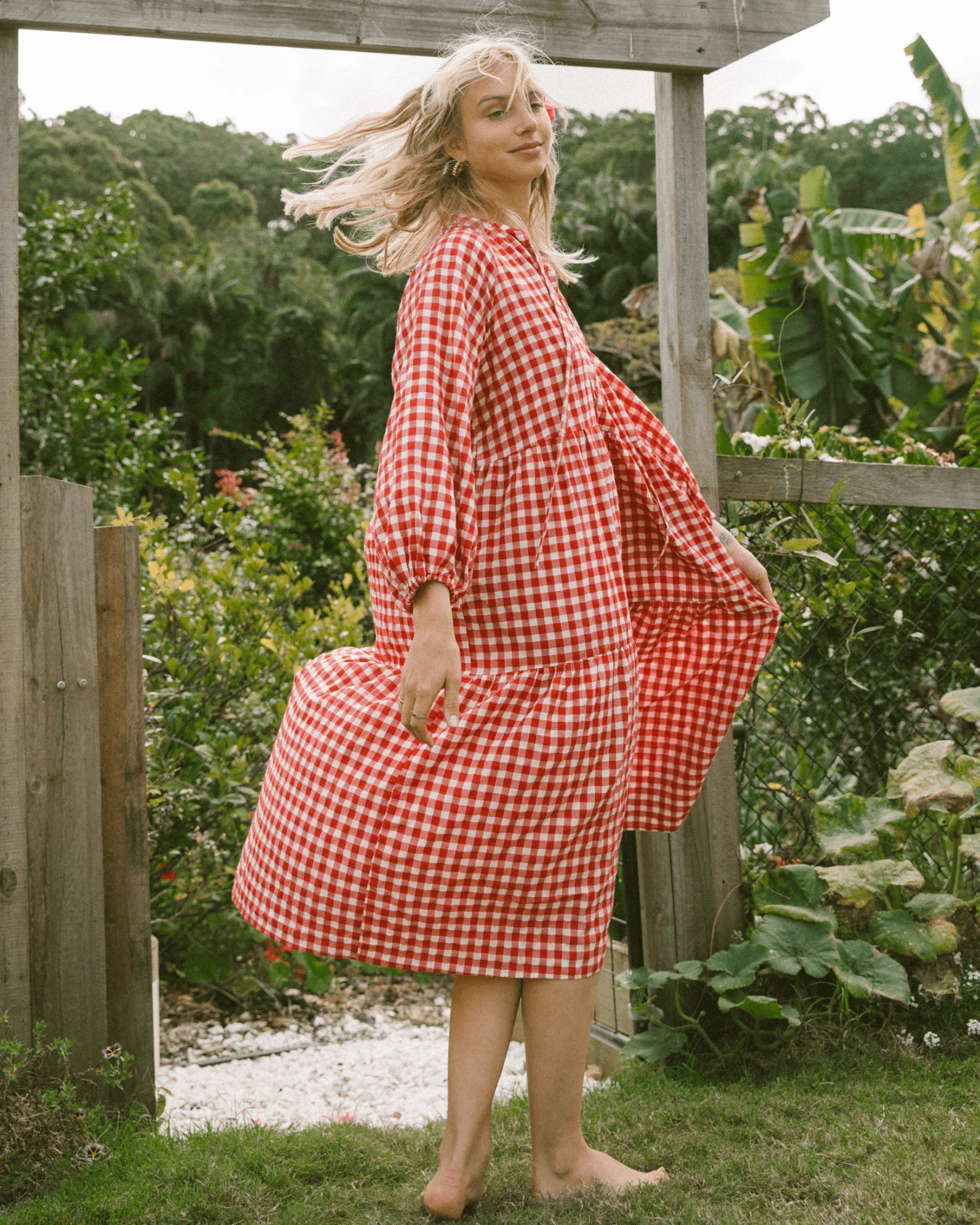 FINAL SALE | Maxi Avalon Smock Dress | Red Gingham - Image 11
