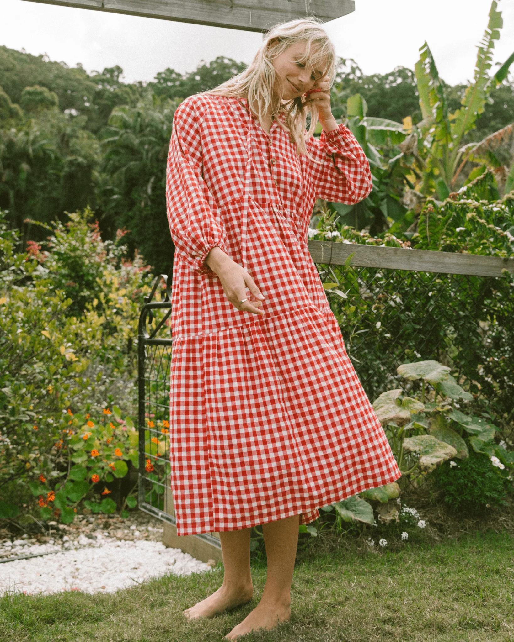 FINAL SALE | Maxi Avalon Smock Dress | Red Gingham - Image 12