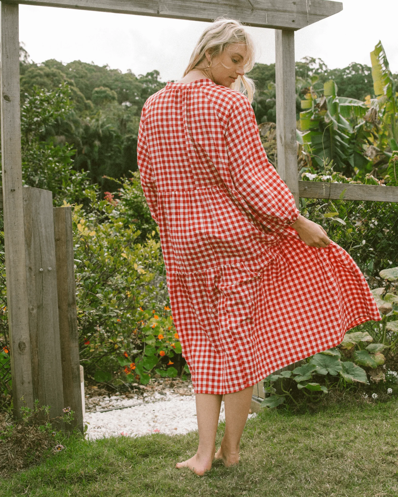 FINAL SALE | Maxi Avalon Smock Dress | Red Gingham - Image 13