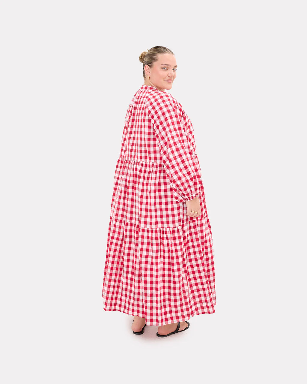 FINAL SALE | Maxi Avalon Smock Dress | Red Gingham - Image 4
