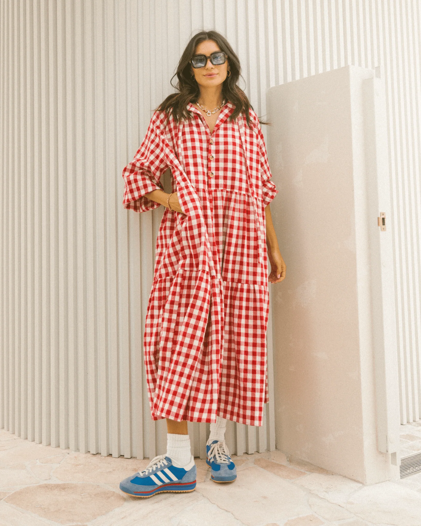 FINAL SALE | Maxi Avalon Smock Dress | Red Gingham - Image 5