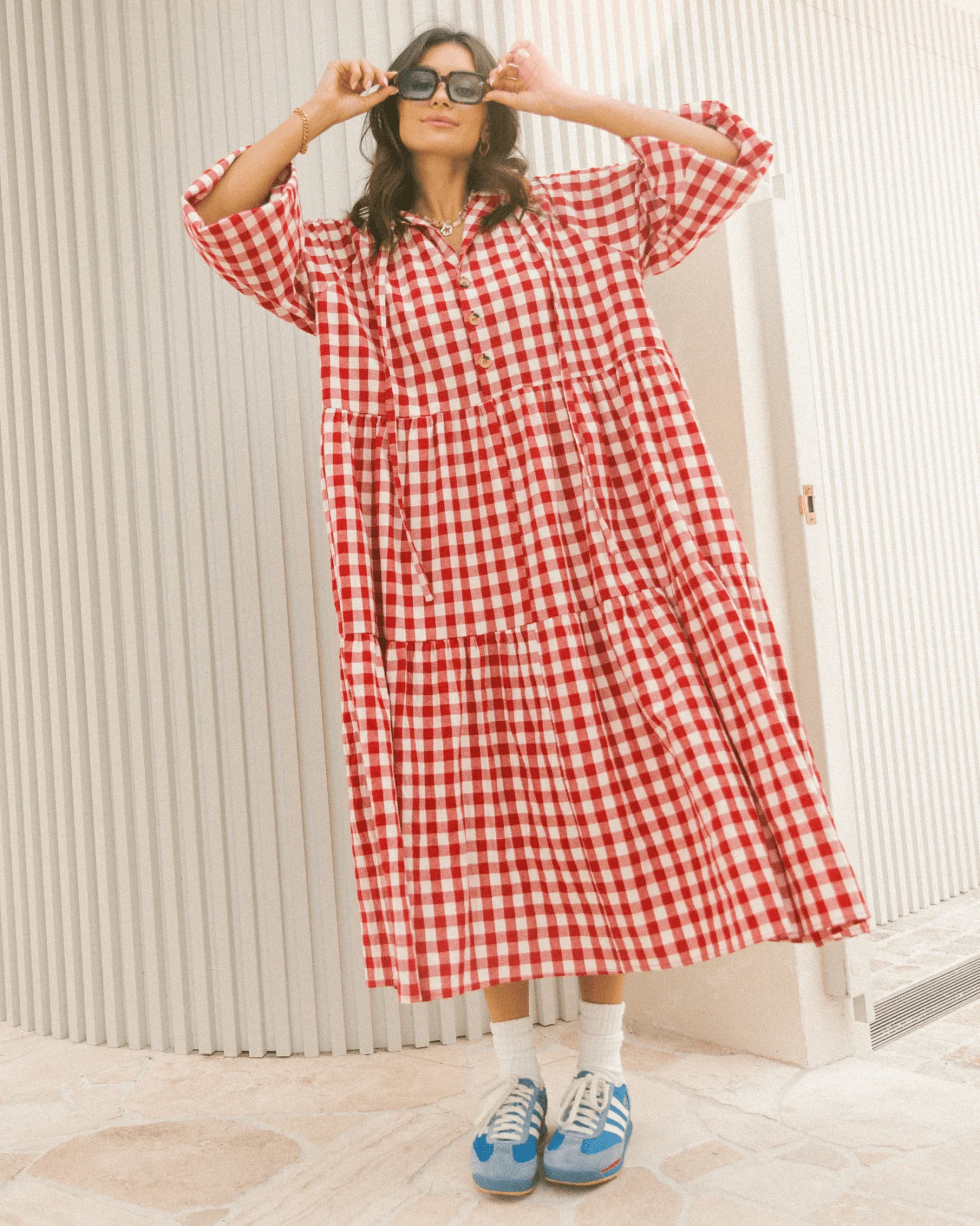 FINAL SALE | Maxi Avalon Smock Dress | Red Gingham - Image 6