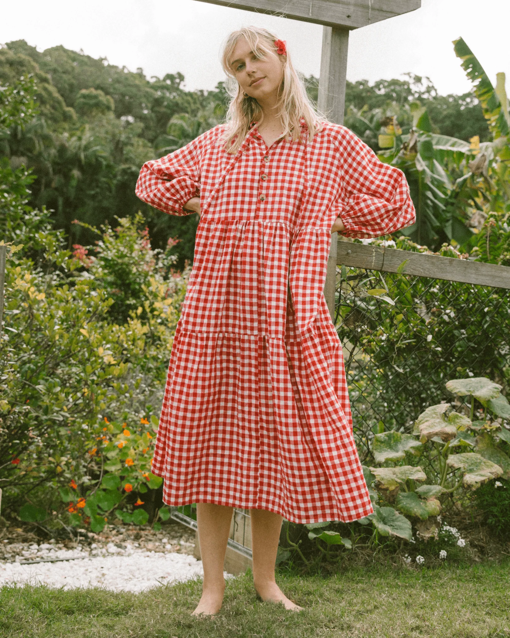 FINAL SALE | Maxi Avalon Smock Dress | Red Gingham - Image 9