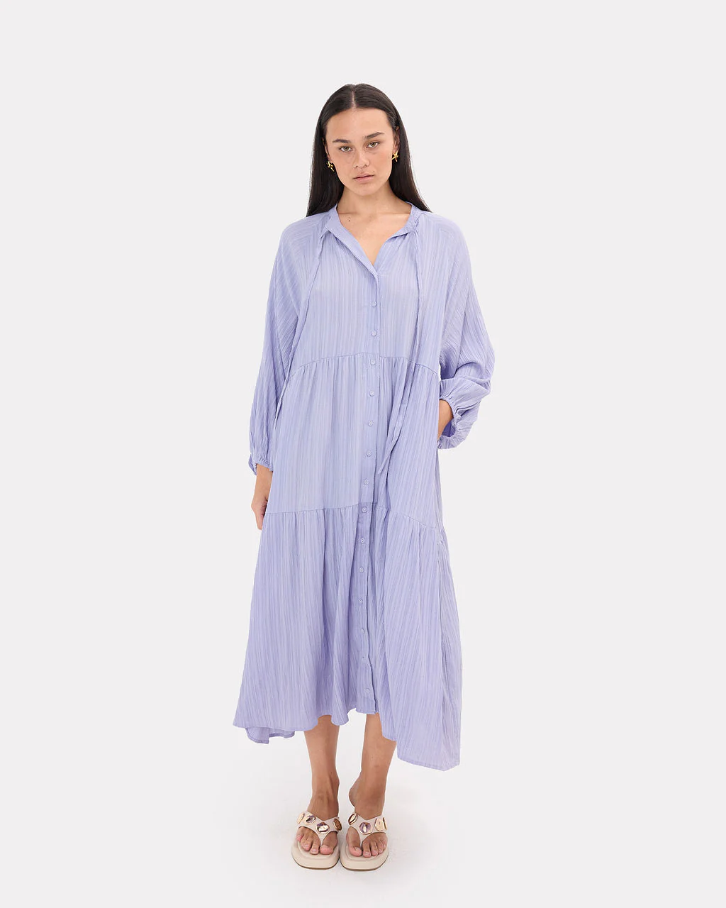 FINAL SALE | Maxi Ruby Smock Dress | Purple Crepe