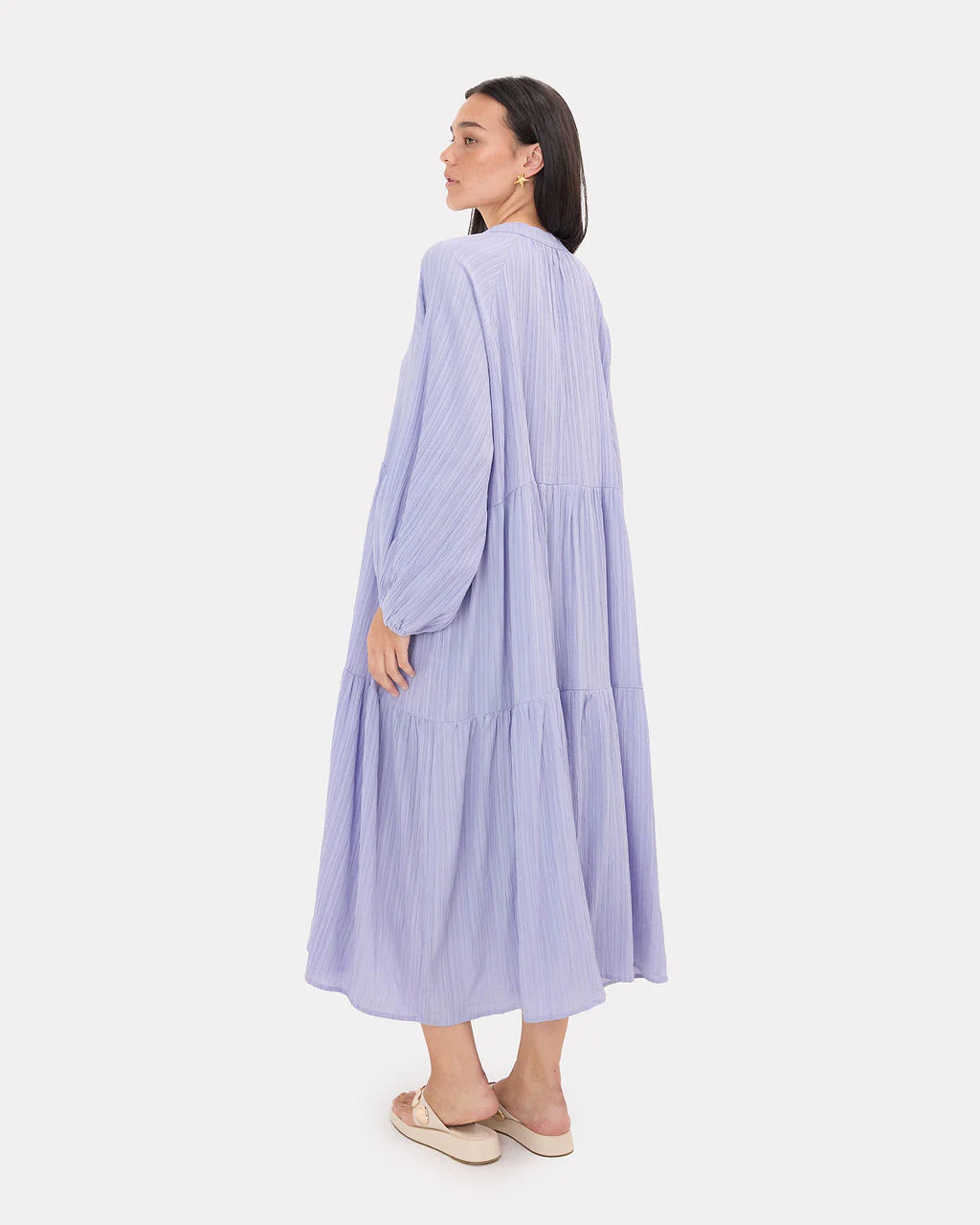FINAL SALE | Maxi Ruby Smock Dress | Purple Crepe - Image 3