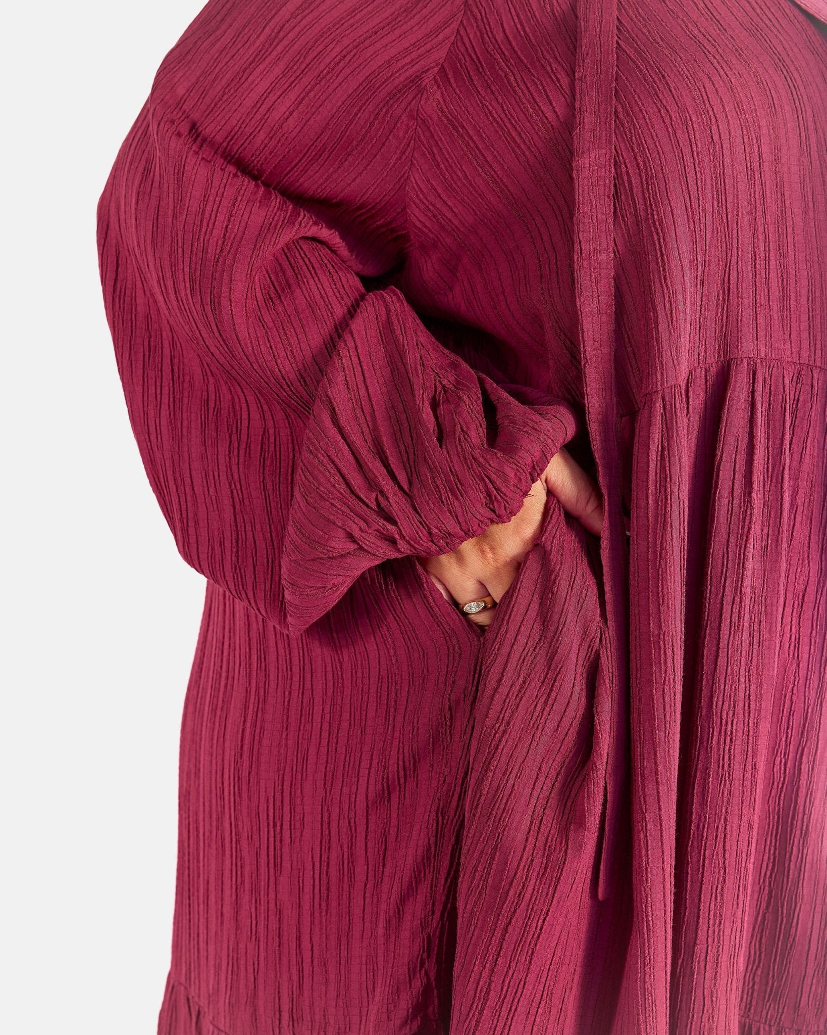 FINAL SALE | Maxi Ruby Smock Dress | Wine Crepe - Image 6