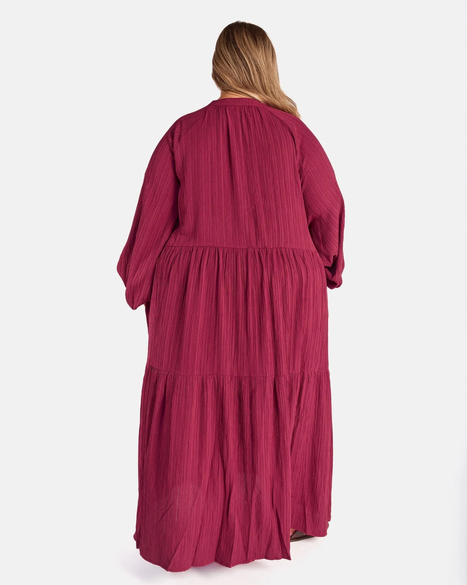FINAL SALE | Maxi Ruby Smock Dress | Wine Crepe - Image 8