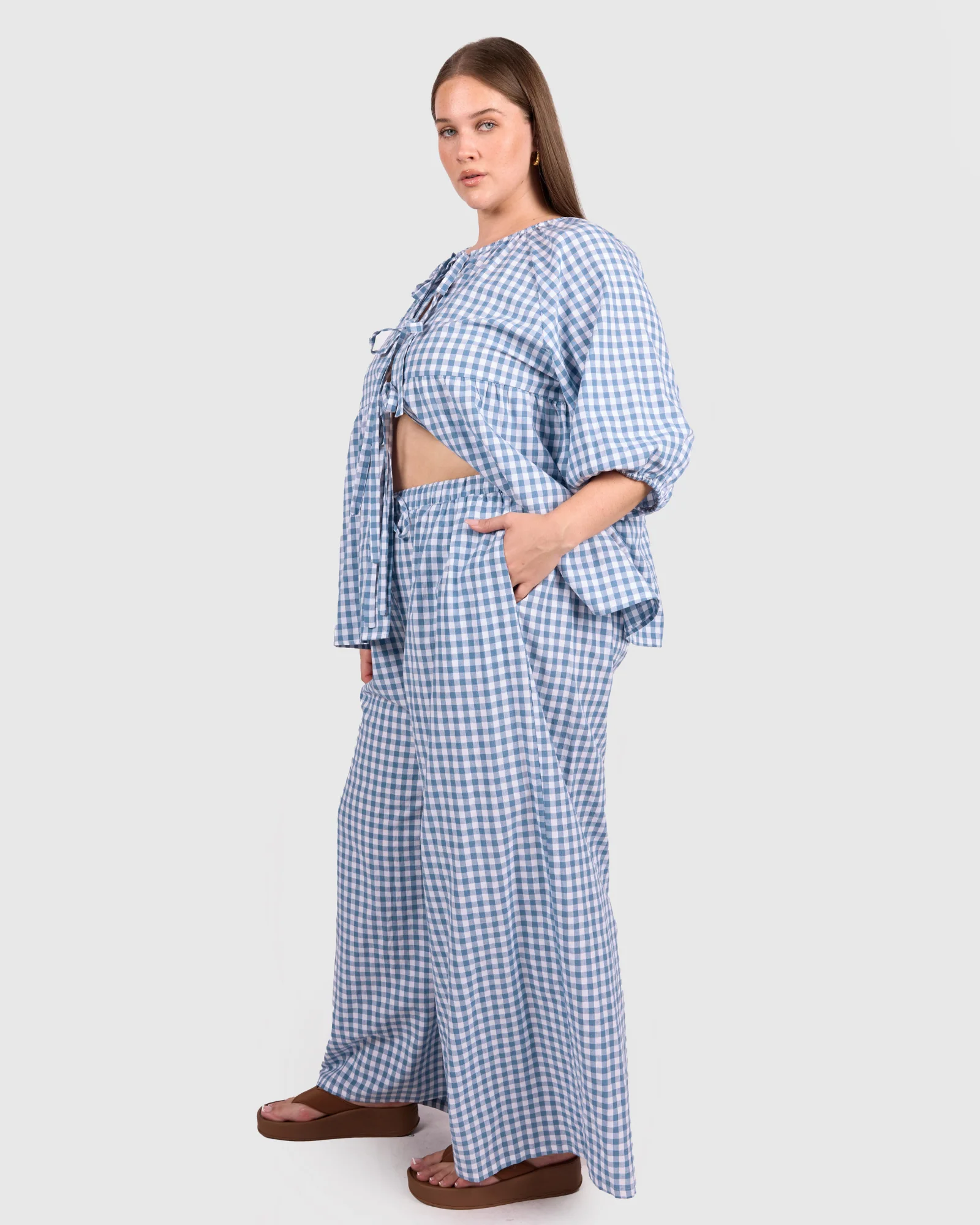 FINAL SALE | Posey Pants | Blue Gingham - Image 3