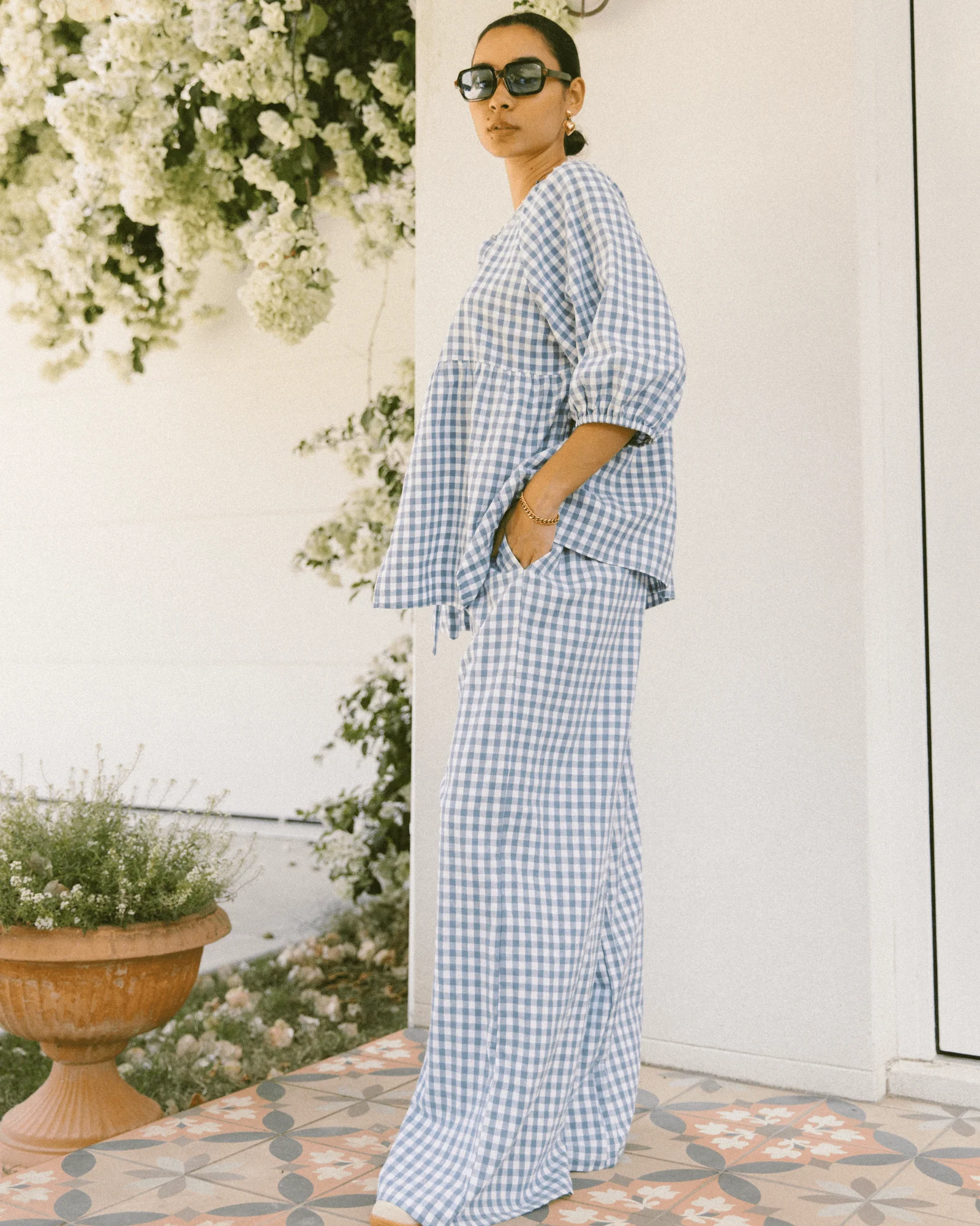 FINAL SALE | Posey Pants | Blue Gingham - Image 8