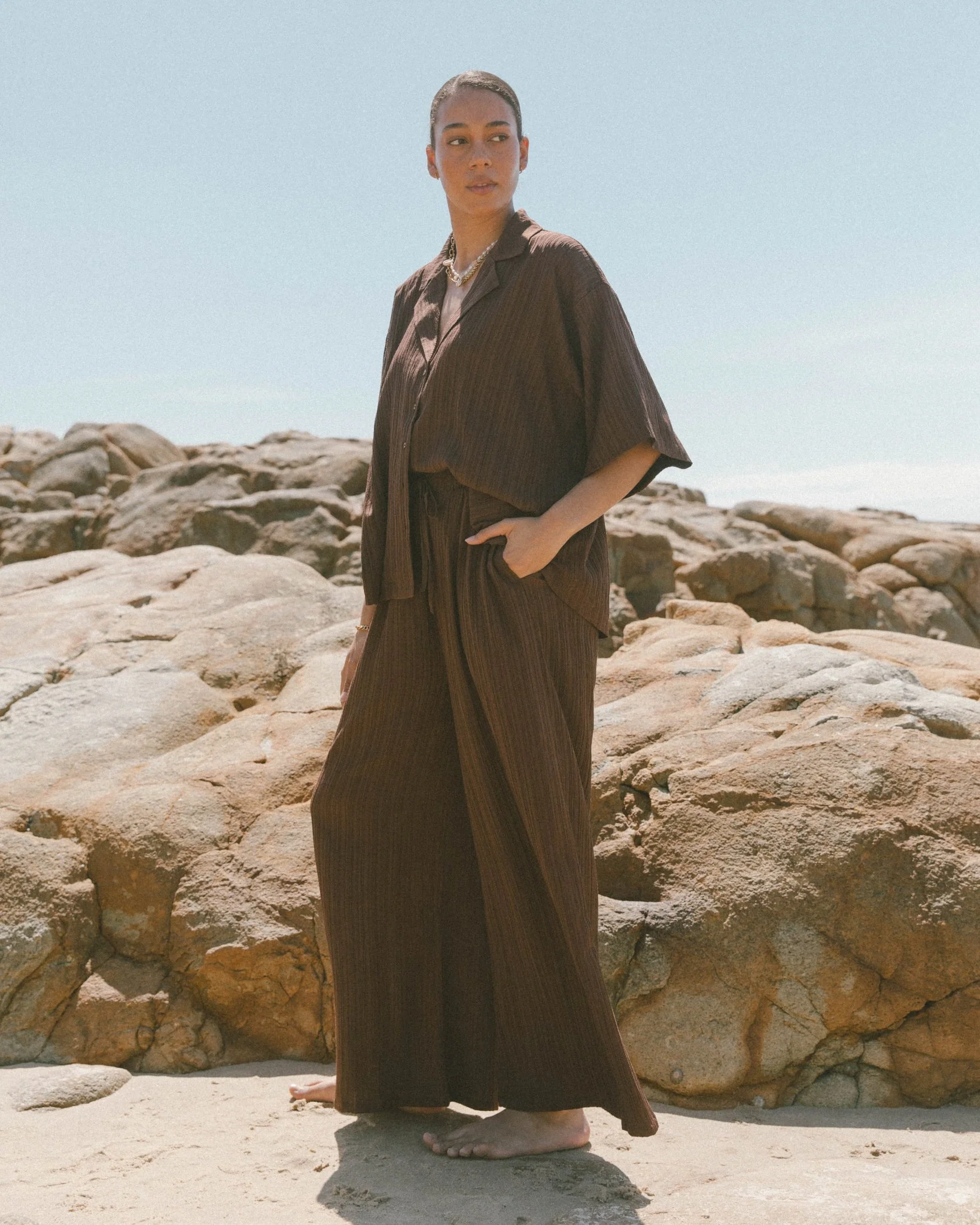 Posey Pants | Brown Crepe - Image 3