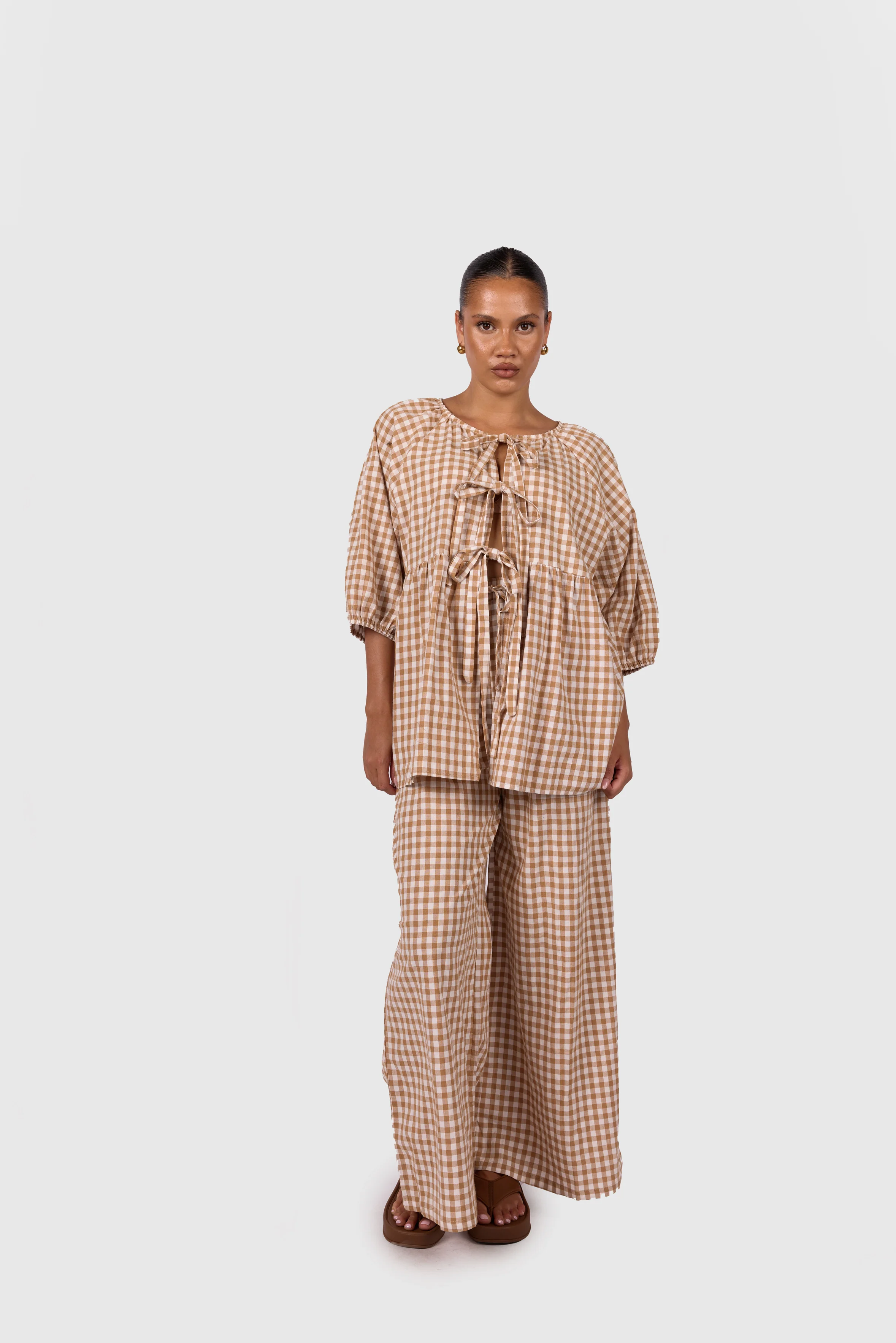 FINAL SALE | Posey Pants | Caramel Gingham - Image 4