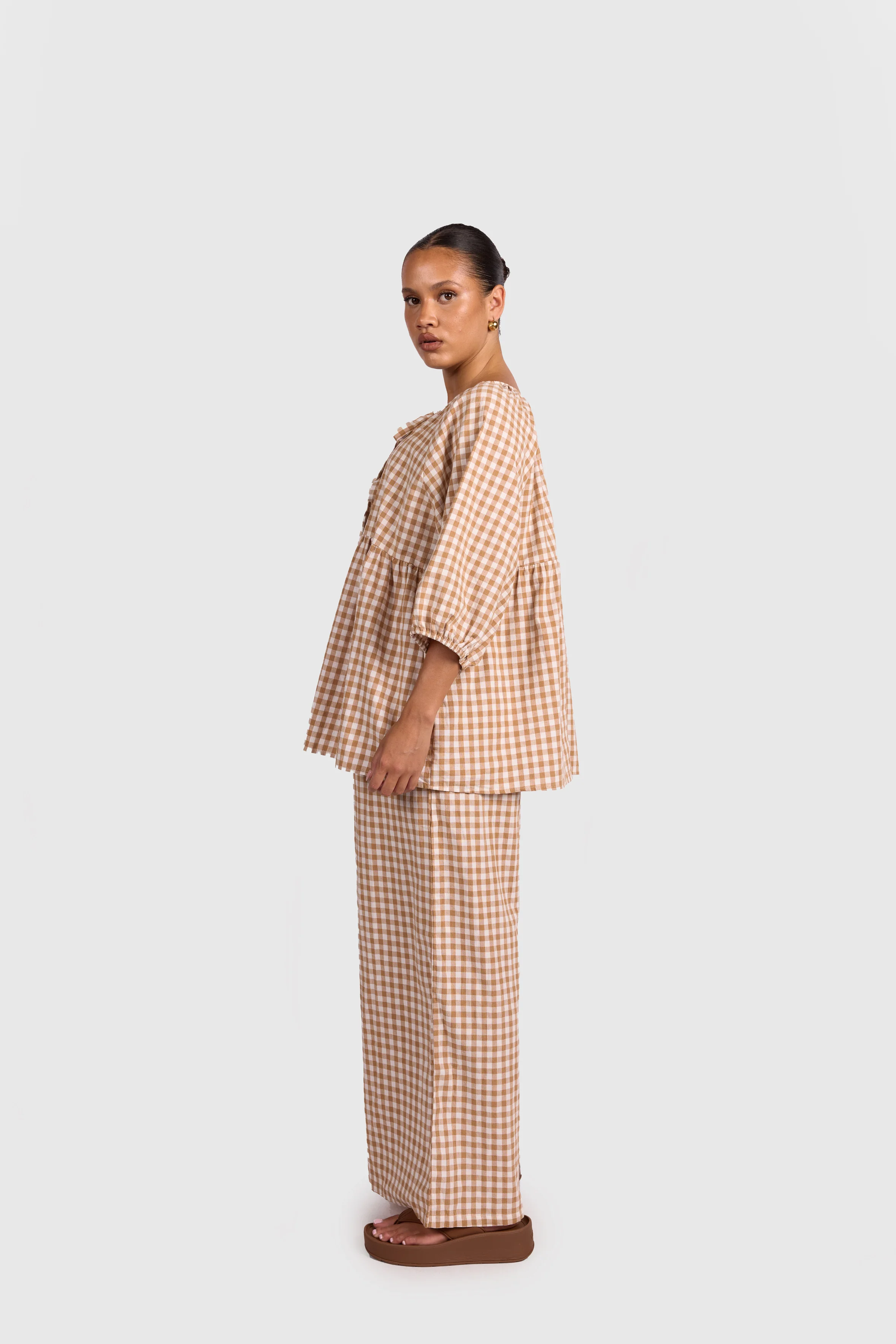 FINAL SALE | Posey Pants | Caramel Gingham - Image 5