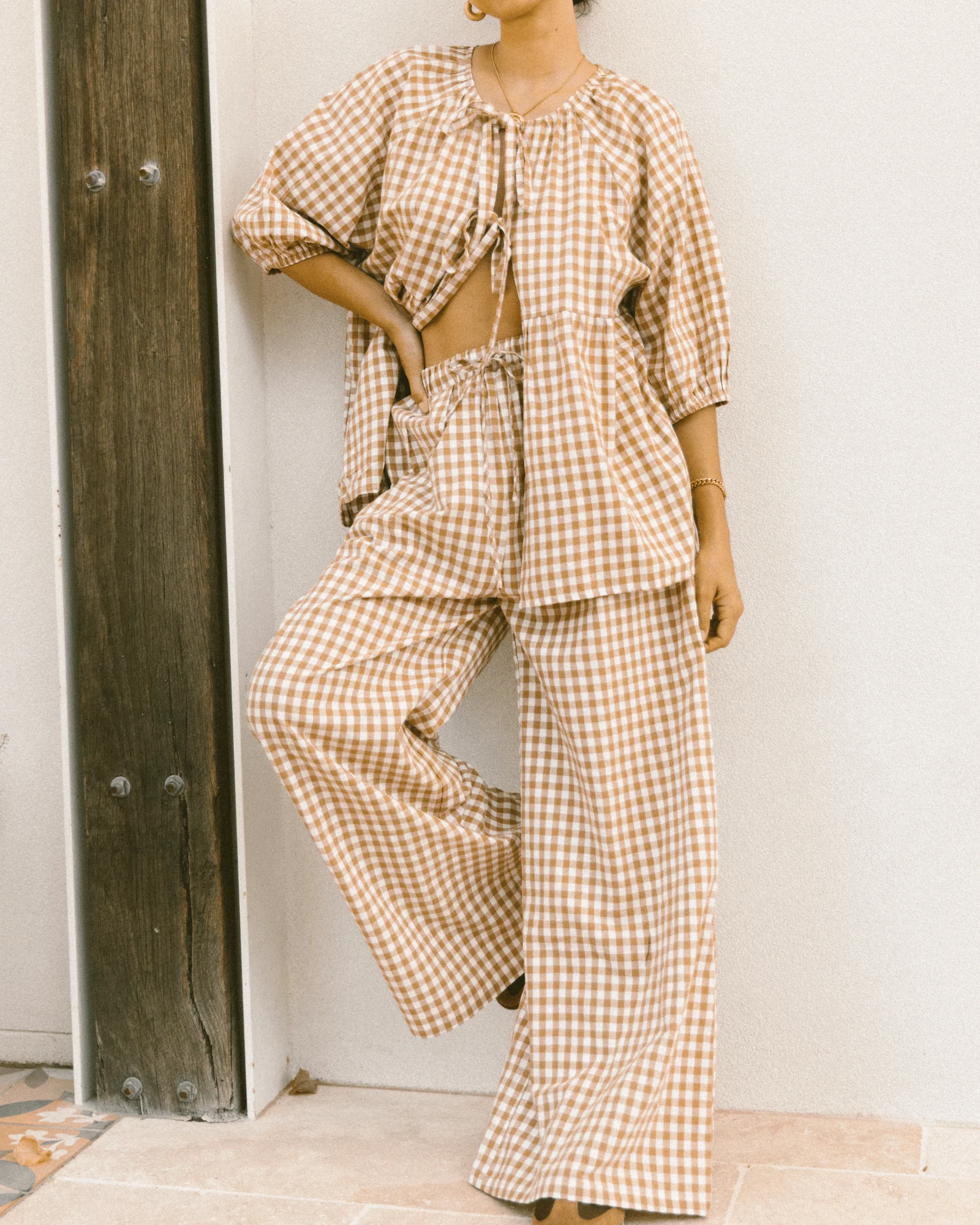 FINAL SALE | Posey Pants | Caramel Gingham - Image 7