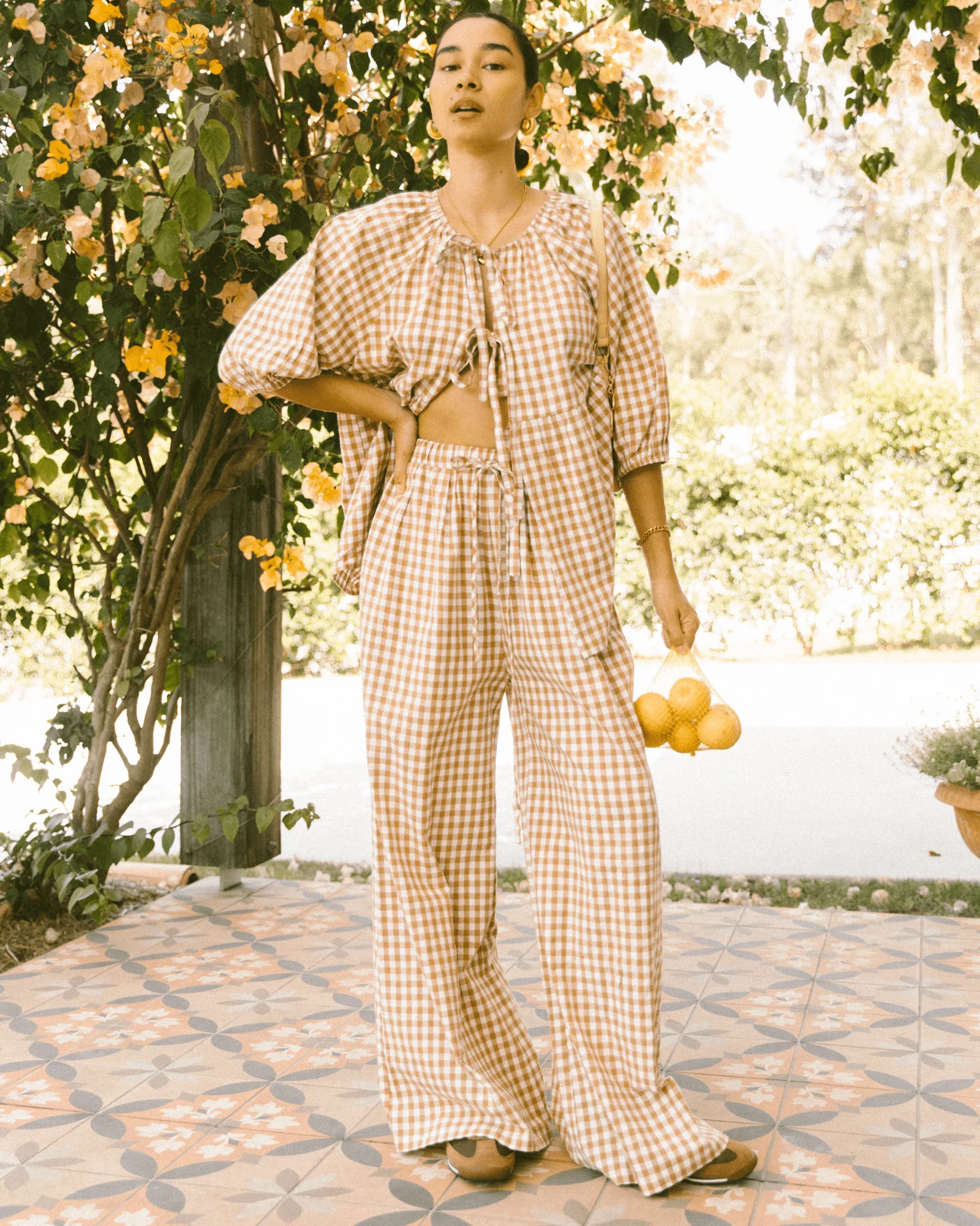 FINAL SALE | Posey Pants | Caramel Gingham - Image 8