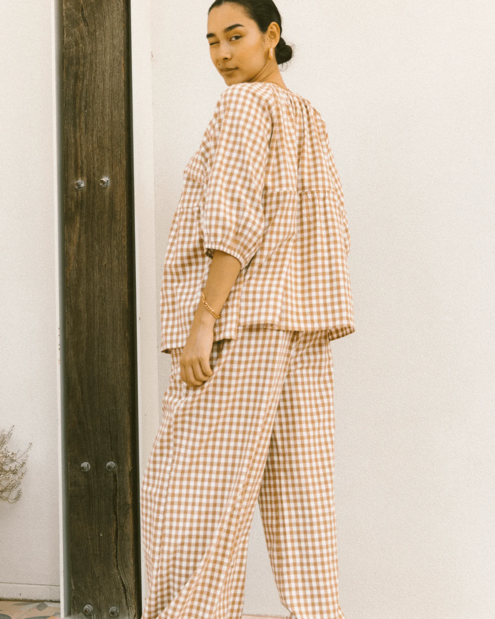 FINAL SALE | Posey Pants | Caramel Gingham - Image 9