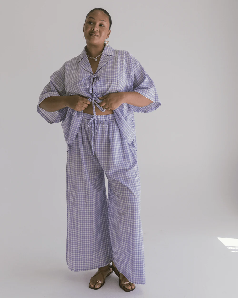 FINAL SALE | Posey Pants | Lavender Gingham - Image 2